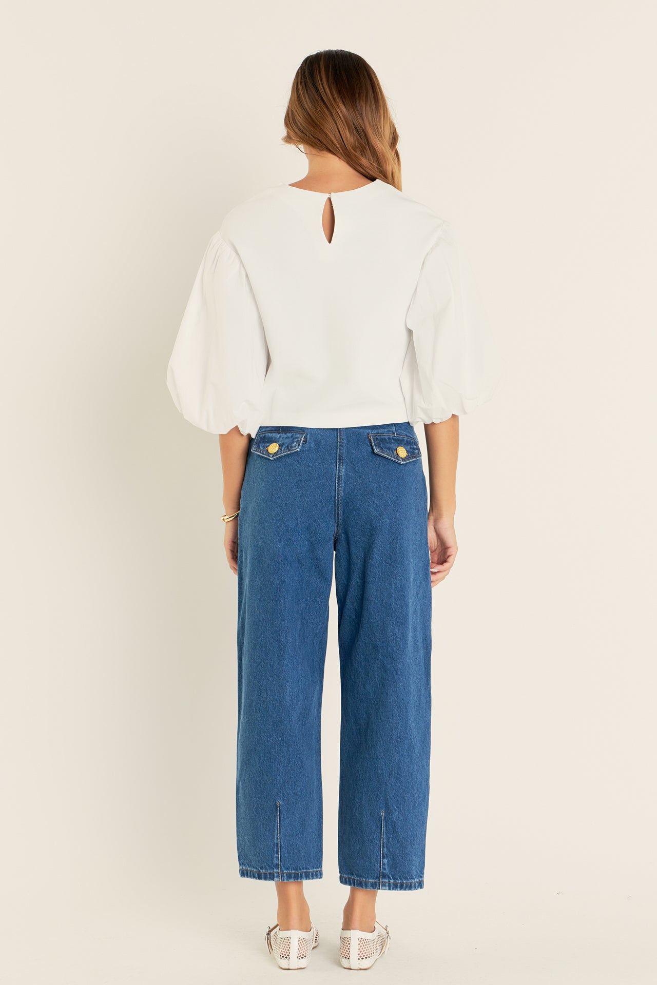 ENGLISH FACTORY - Blouson Mixed Media Top - TOPS available at Objectrare