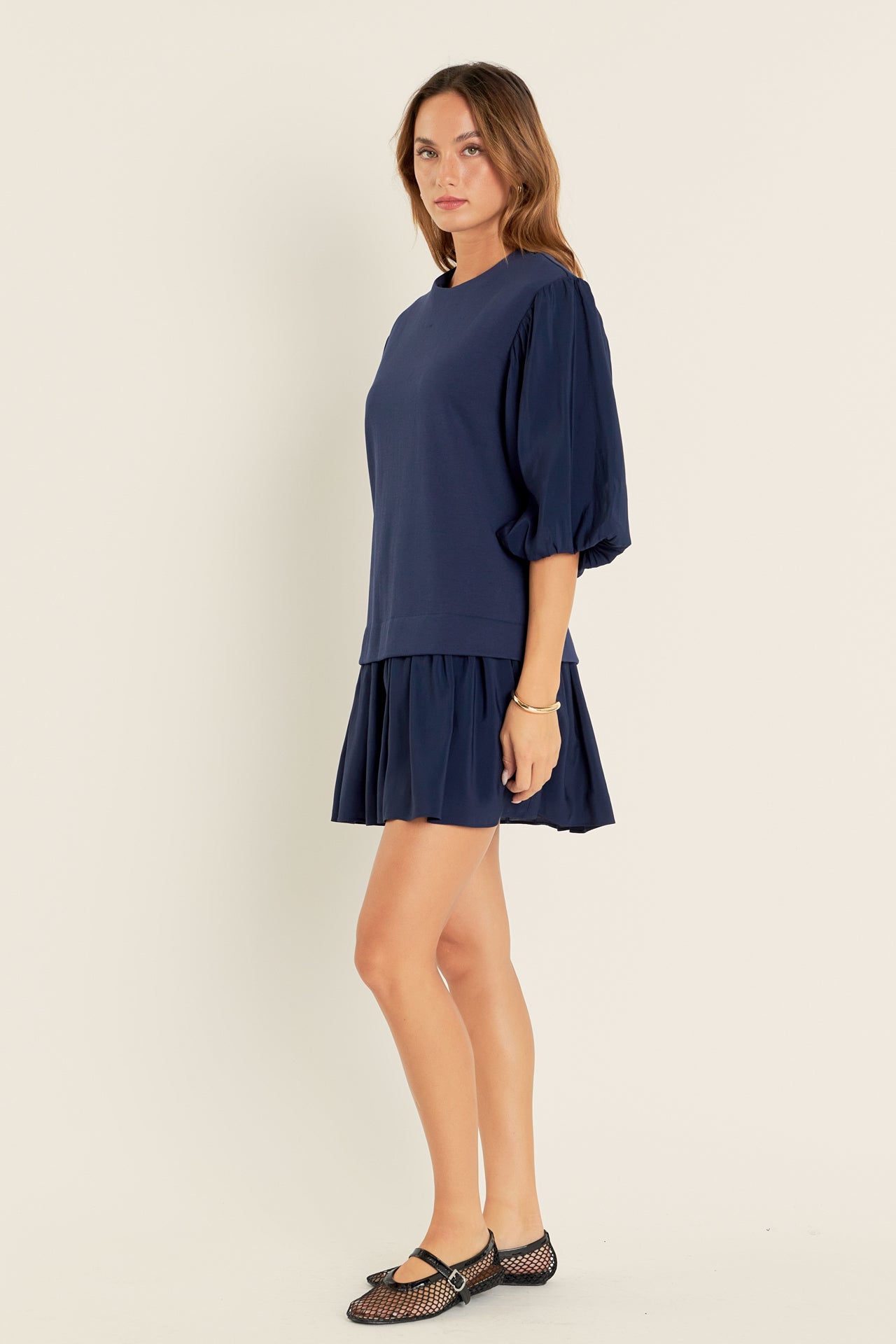 ENGLISH FACTORY - Mixed Media Blouson Mini Dress - DRESSES available at Objectrare