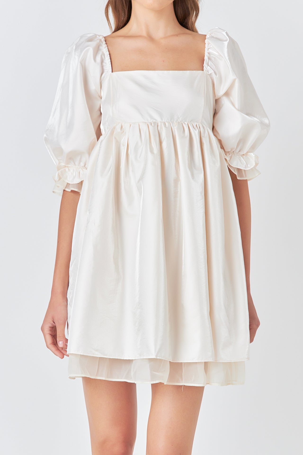 ENDLESS ROSE - Shiny Puff Sleeve Mini Dress - DRESSES available at Objectrare