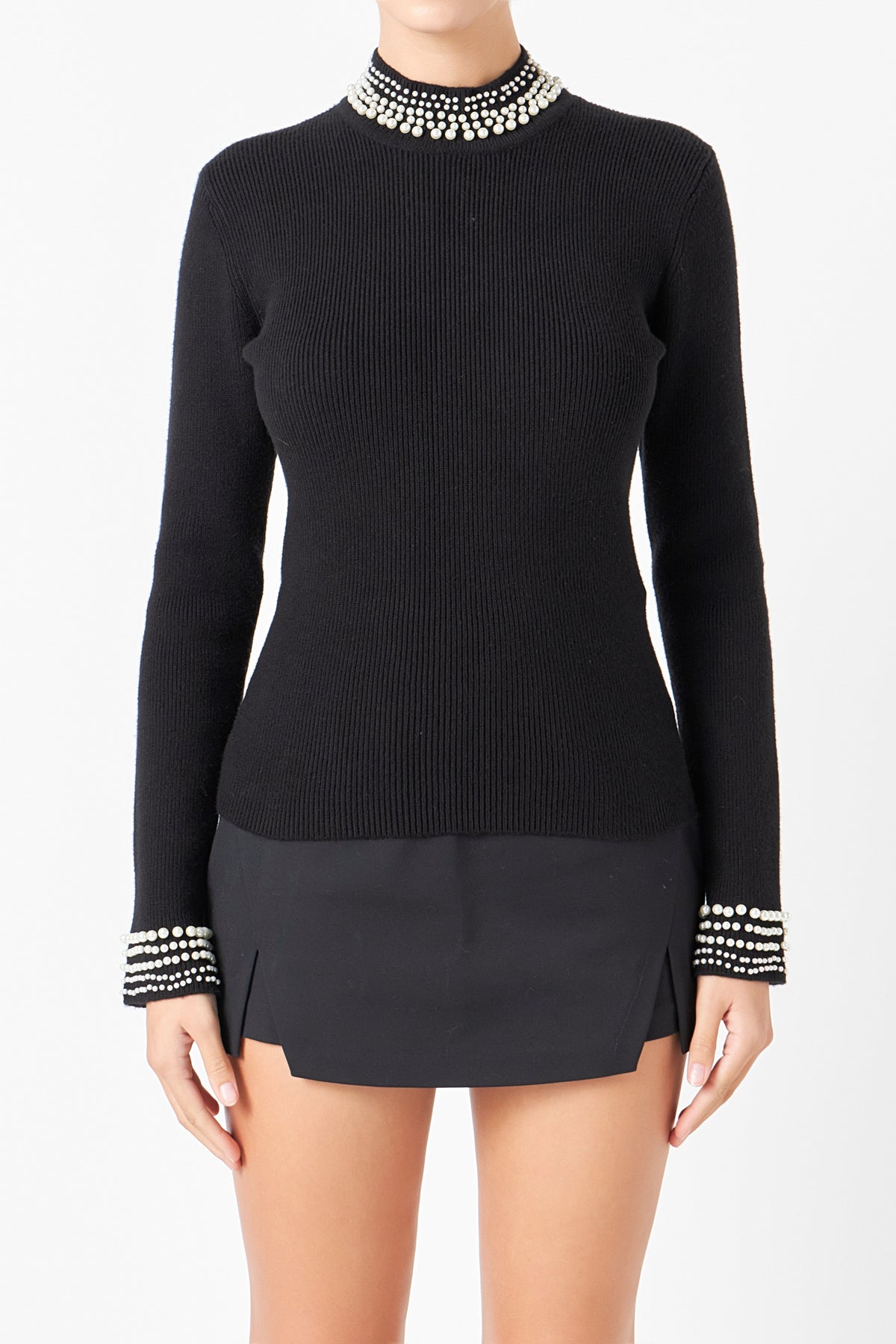 ENDLESS ROSE - Pearl Trimmed Sweater - SWEATERS & KNITS available at Objectrare