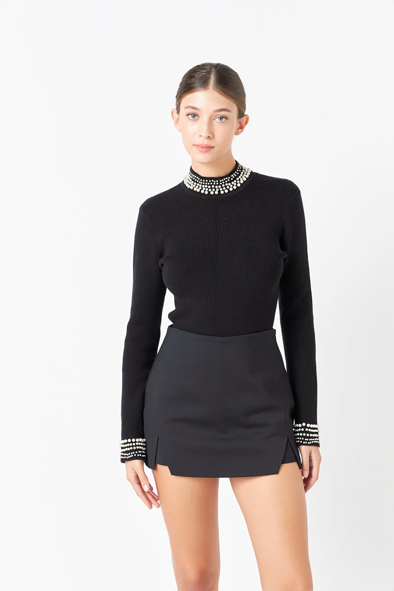ENDLESS ROSE - Pearl Trimmed Sweater - SWEATERS & KNITS available at Objectrare