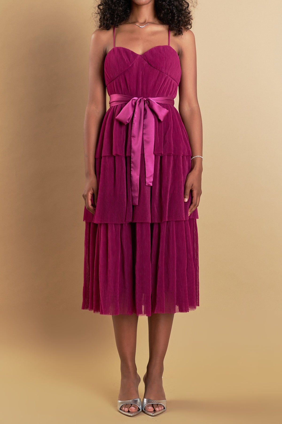 ENDLESS ROSE - Tulle Tiered Midi Dress - DRESSES available at Objectrare