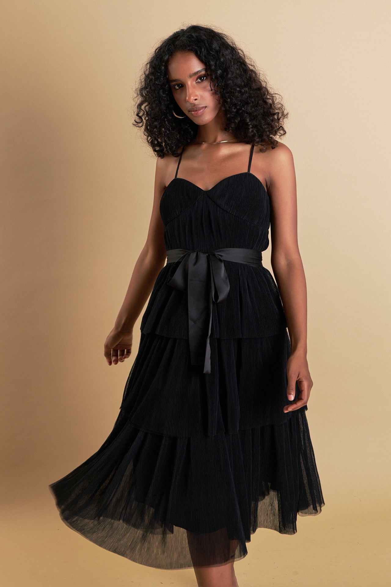 ENDLESS ROSE - Tulle Tiered Midi Dress - DRESSES available at Objectrare