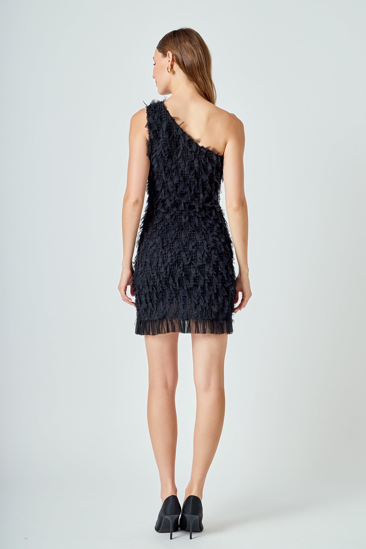 ENDLESS ROSE - Mesh Trimmed One Shoulder Mini Dress - DRESSES available at Objectrare