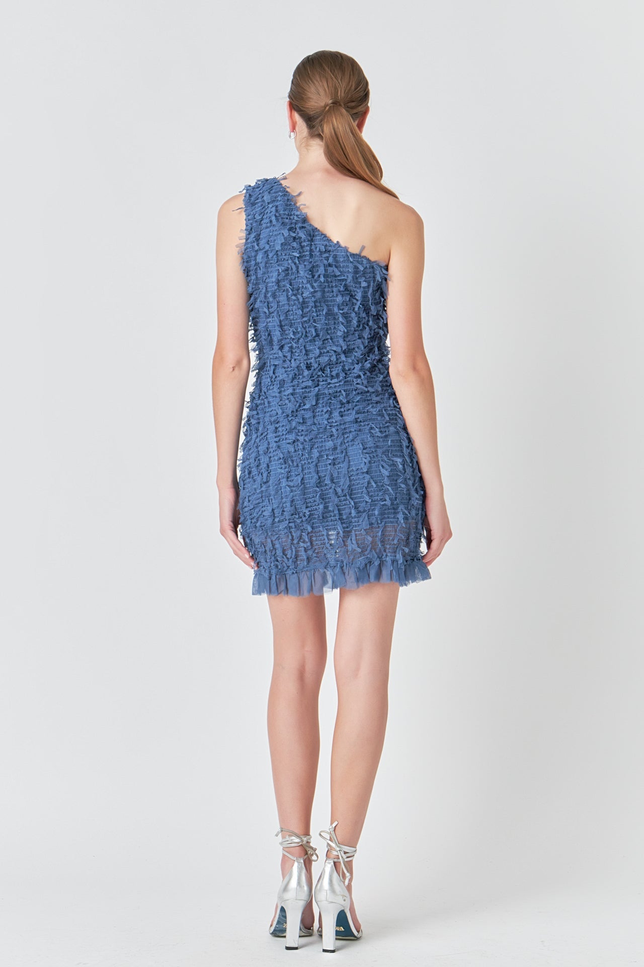 ENDLESS ROSE - Mesh Trimmed One Shoulder Mini Dress - DRESSES available at Objectrare