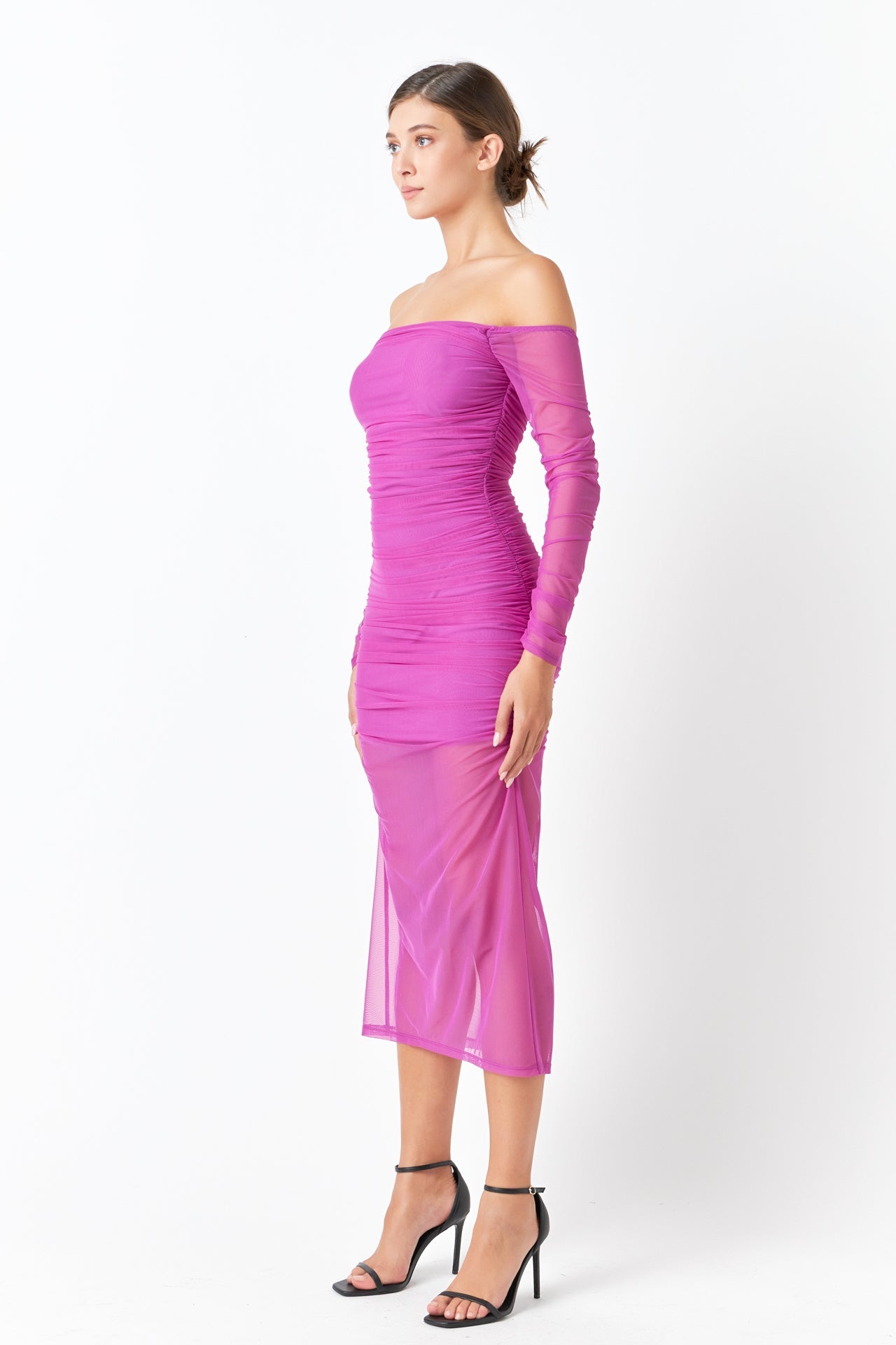 ENDLESS ROSE - Mesh Off the Shoulder Maxi Dress - DRESSES available at Objectrare