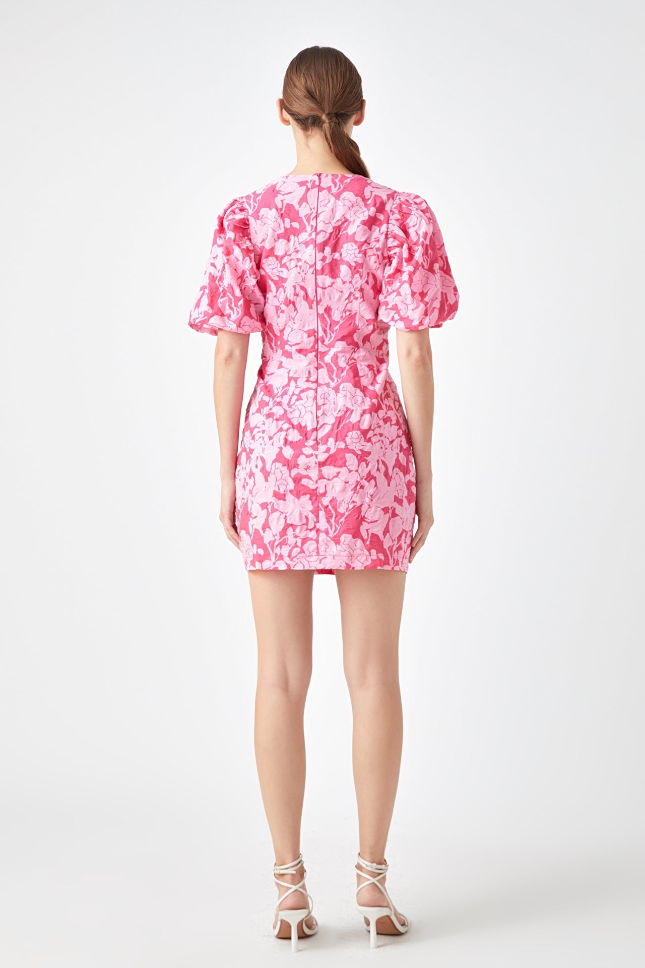 ENDLESS ROSE - Floral Puff Sleeve Mini Dress - DRESSES available at Objectrare
