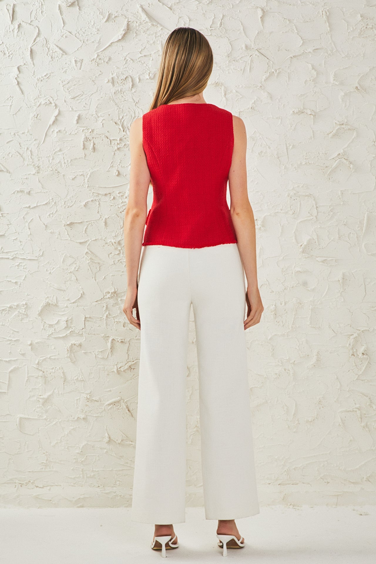 ENDLESS ROSE - Tweed Fringed Double Button Top - TOPS available at Objectrare