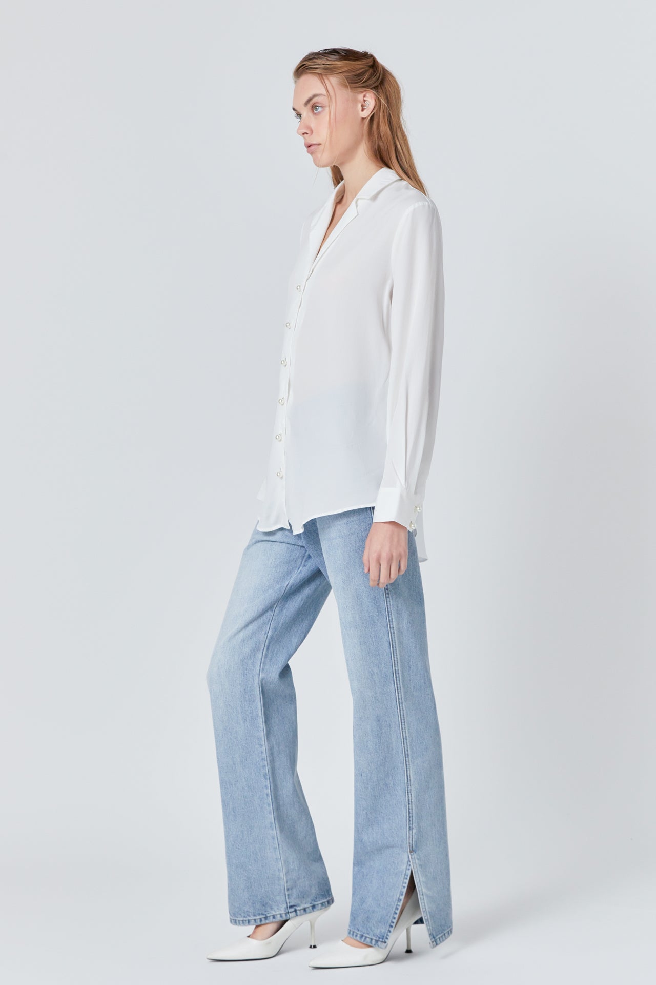 ENDLESS ROSE - Pearl Button Collared Shirt - SHIRTS & BLOUSES available at Objectrare