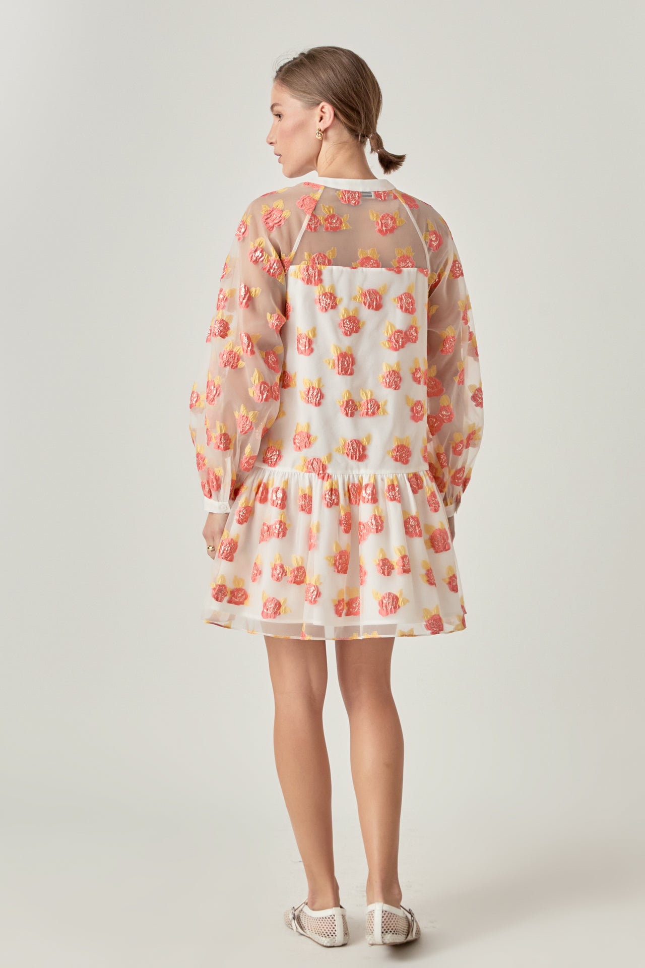 ENGLISH FACTORY - Floral Organza Buttoned Mini Dress - DRESSES available at Objectrare