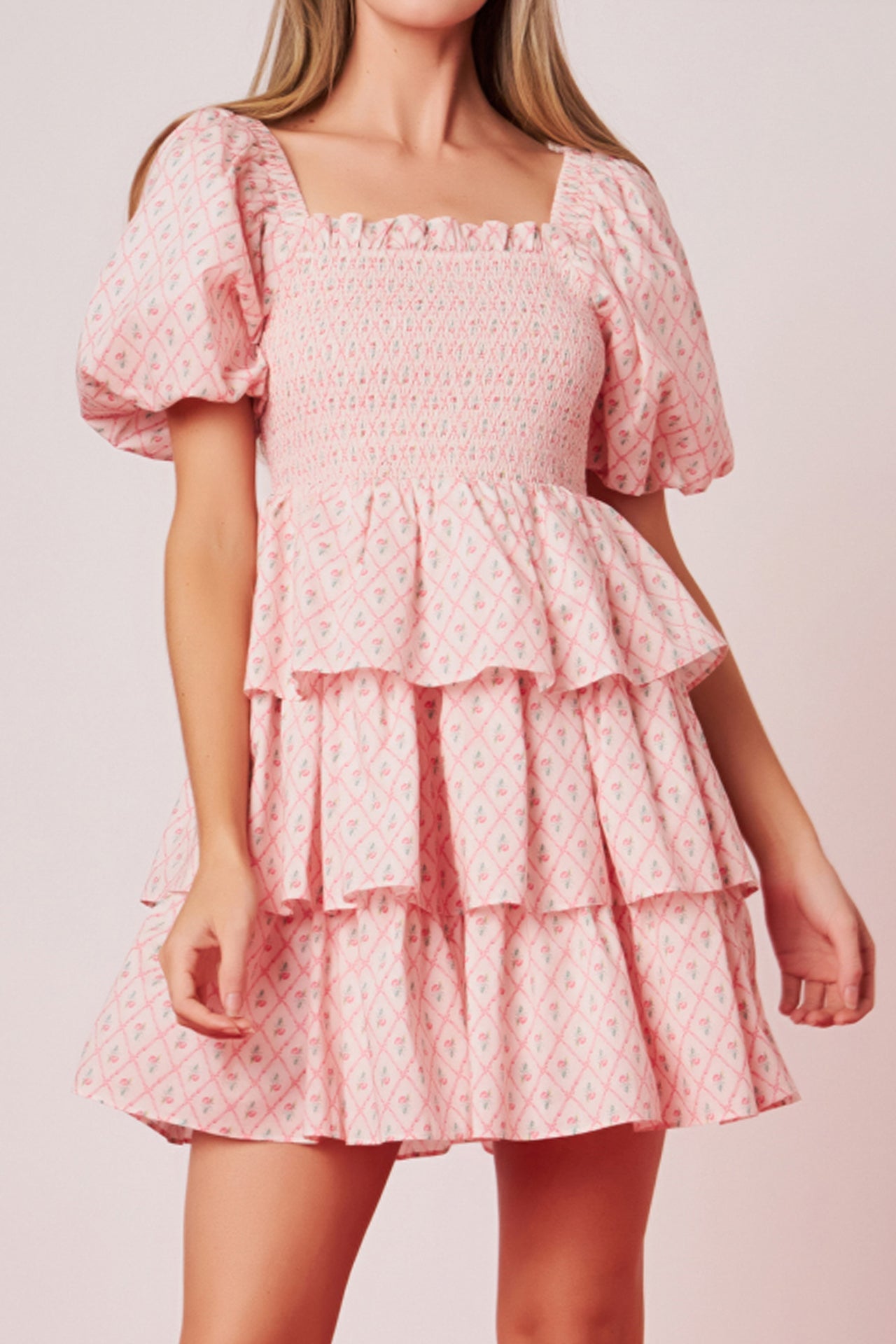 ENGLISH FACTORY - Floral Smocked Tiered Mini Dress - DRESSES available at Objectrare