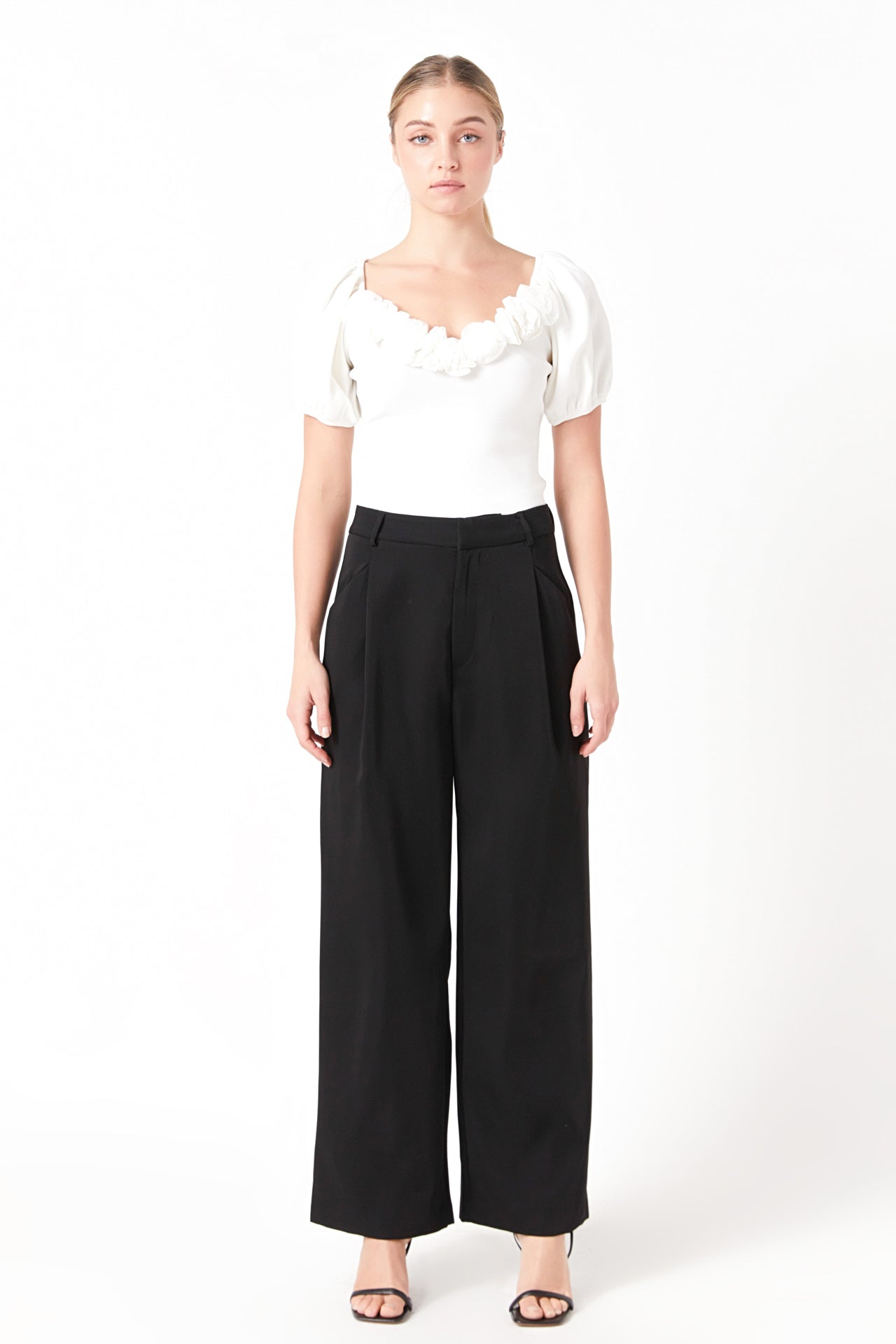 ENDLESS ROSE - Mixed 3D Flower Knit Top - TOPS available at Objectrare