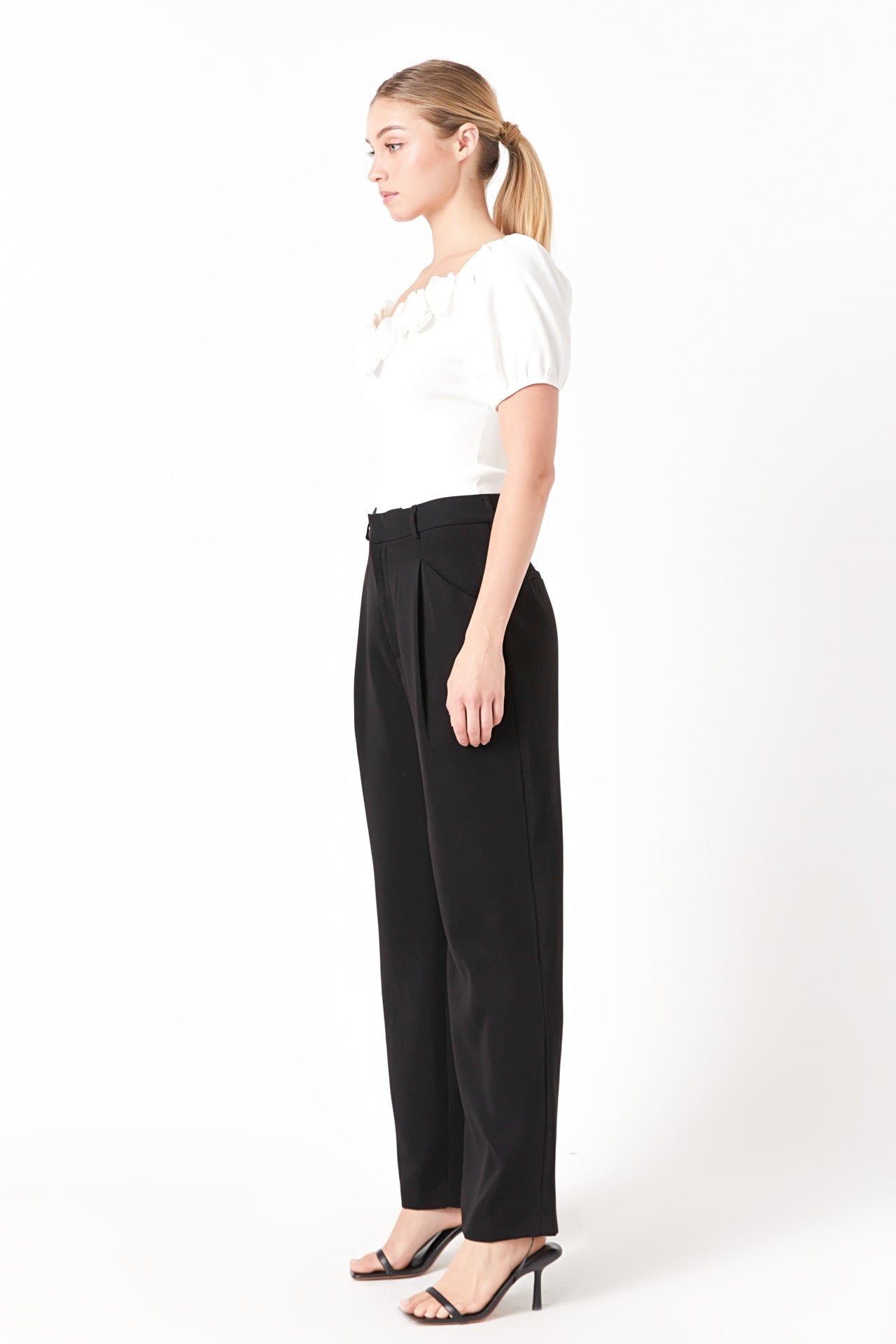ENDLESS ROSE - Mixed 3D Flower Knit Top - TOPS available at Objectrare