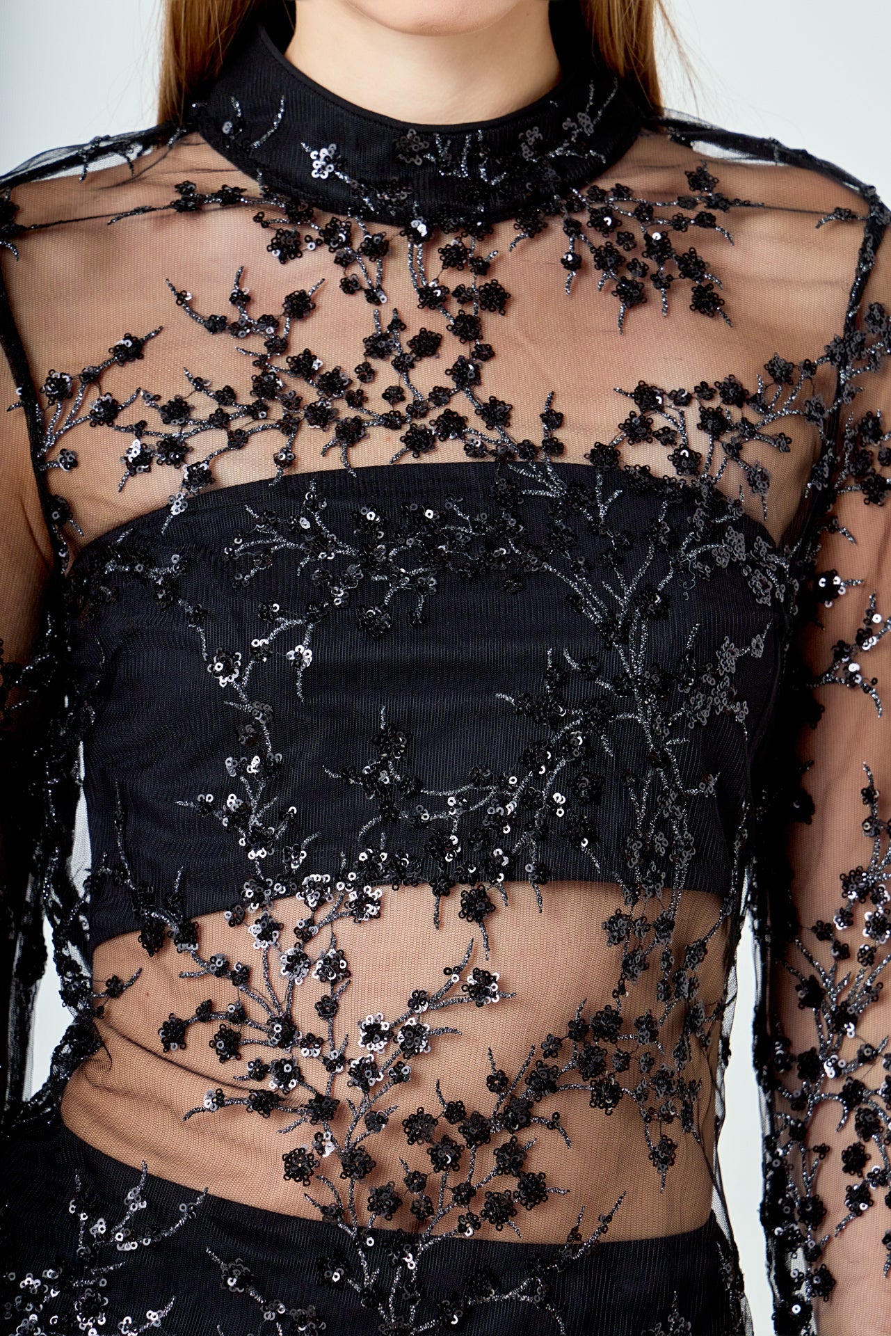 ENDLESS ROSE - Sequins Embroidered Mini Dress - DRESSES available at Objectrare