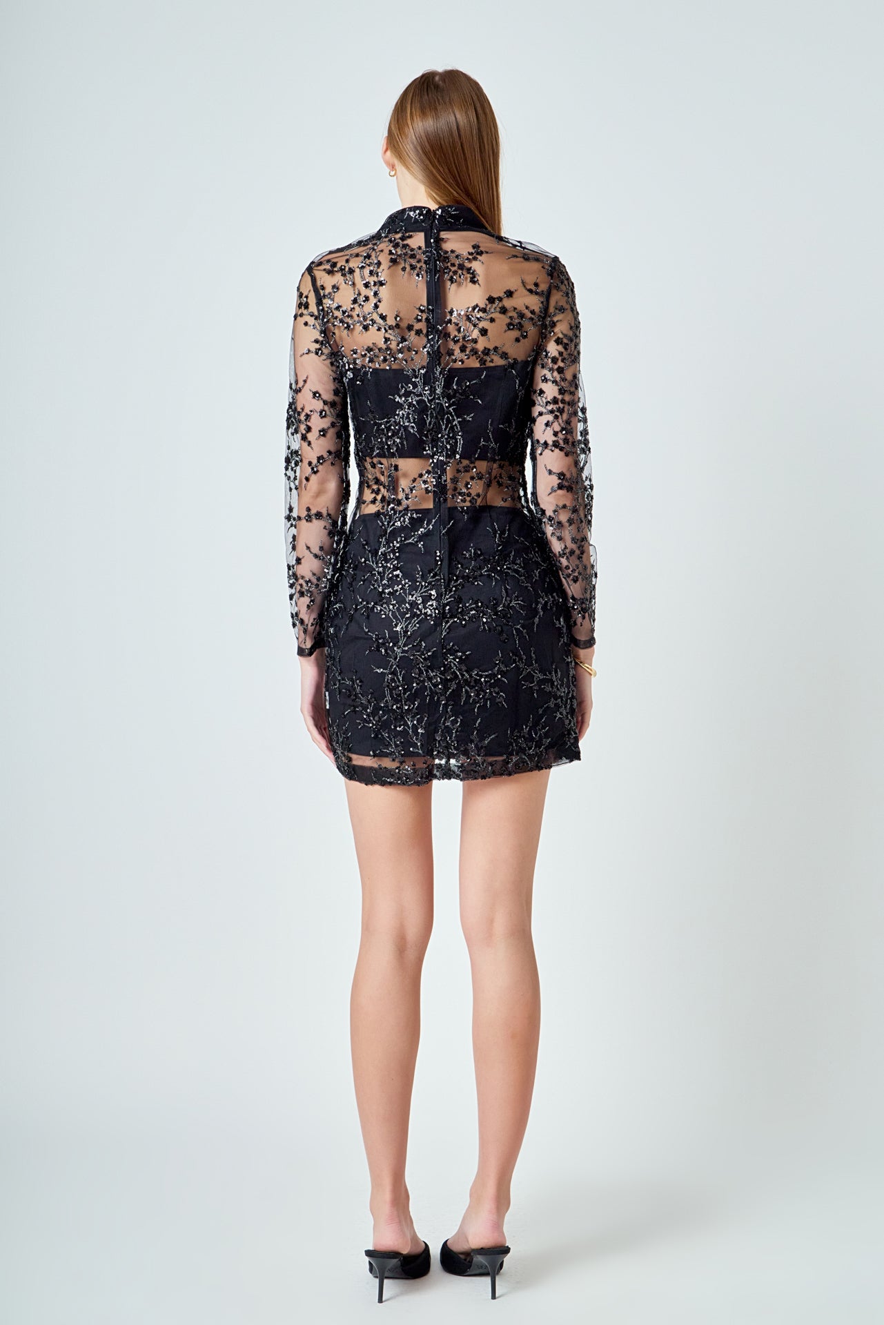ENDLESS ROSE - Sequins Embroidered Mini Dress - DRESSES available at Objectrare