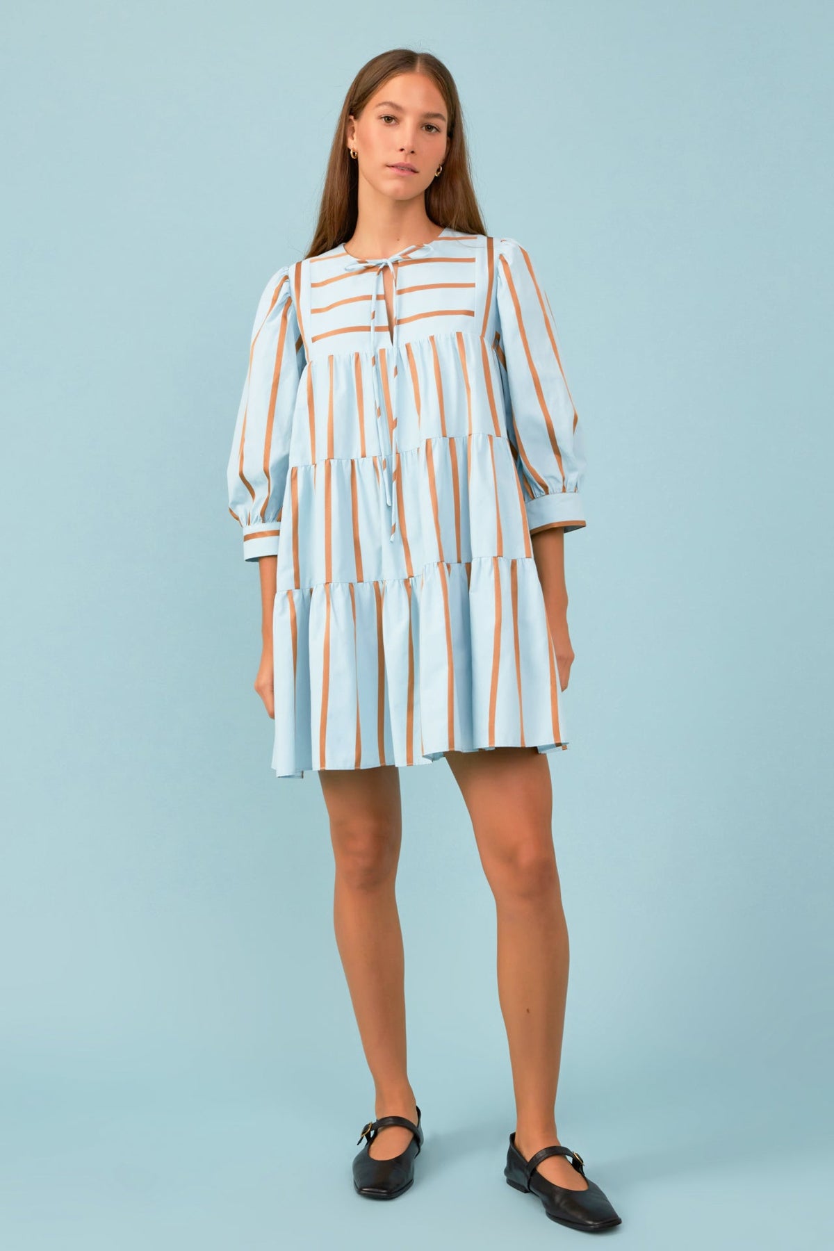 ENGLISH FACTORY - Striped Blouson Mini Dress - DRESSES available at Objectrare