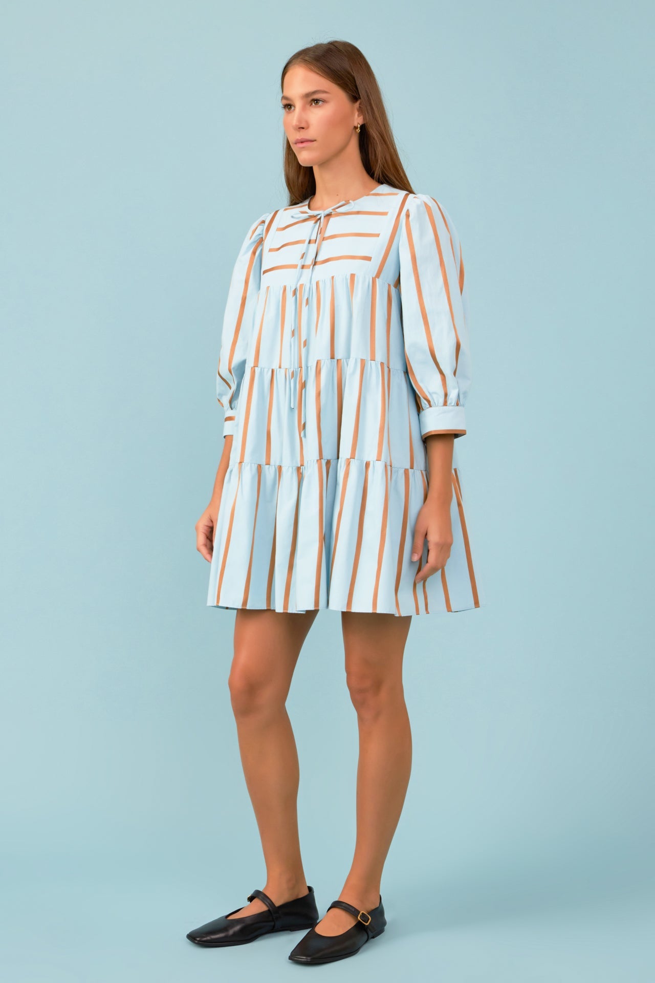 ENGLISH FACTORY - Striped Blouson Mini Dress - DRESSES available at Objectrare