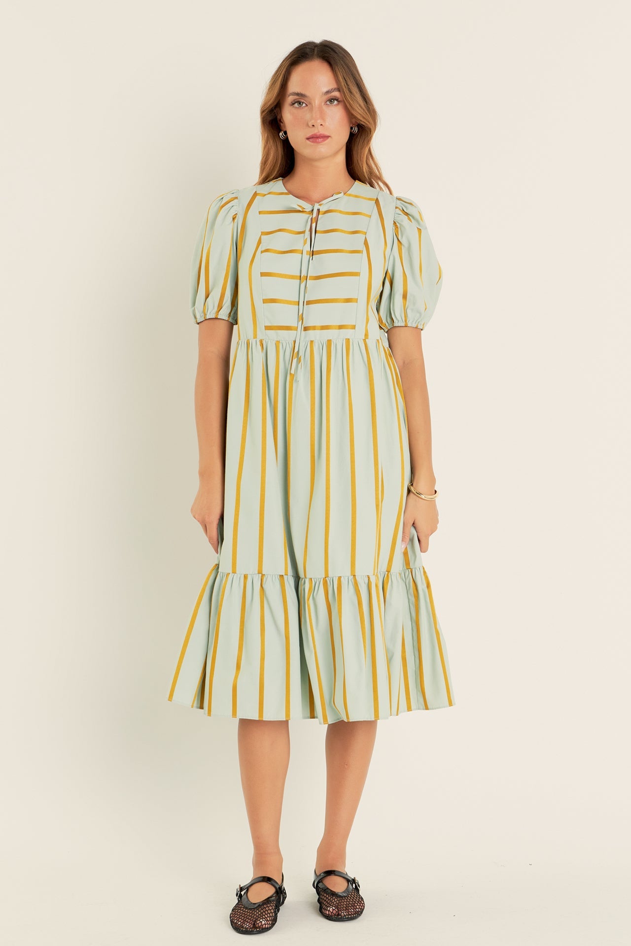 ENGLISH FACTORY - Striped Blouson Maxi Dress - DRESSES available at Objectrare