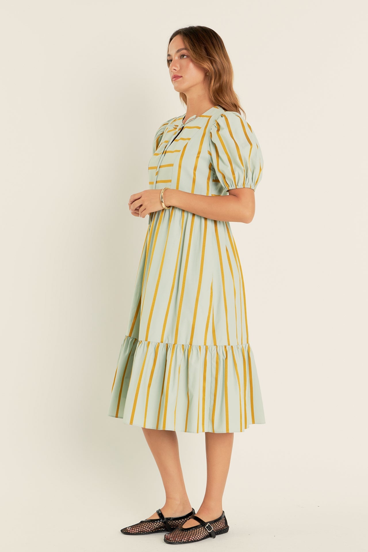 ENGLISH FACTORY - Striped Blouson Maxi Dress - DRESSES available at Objectrare