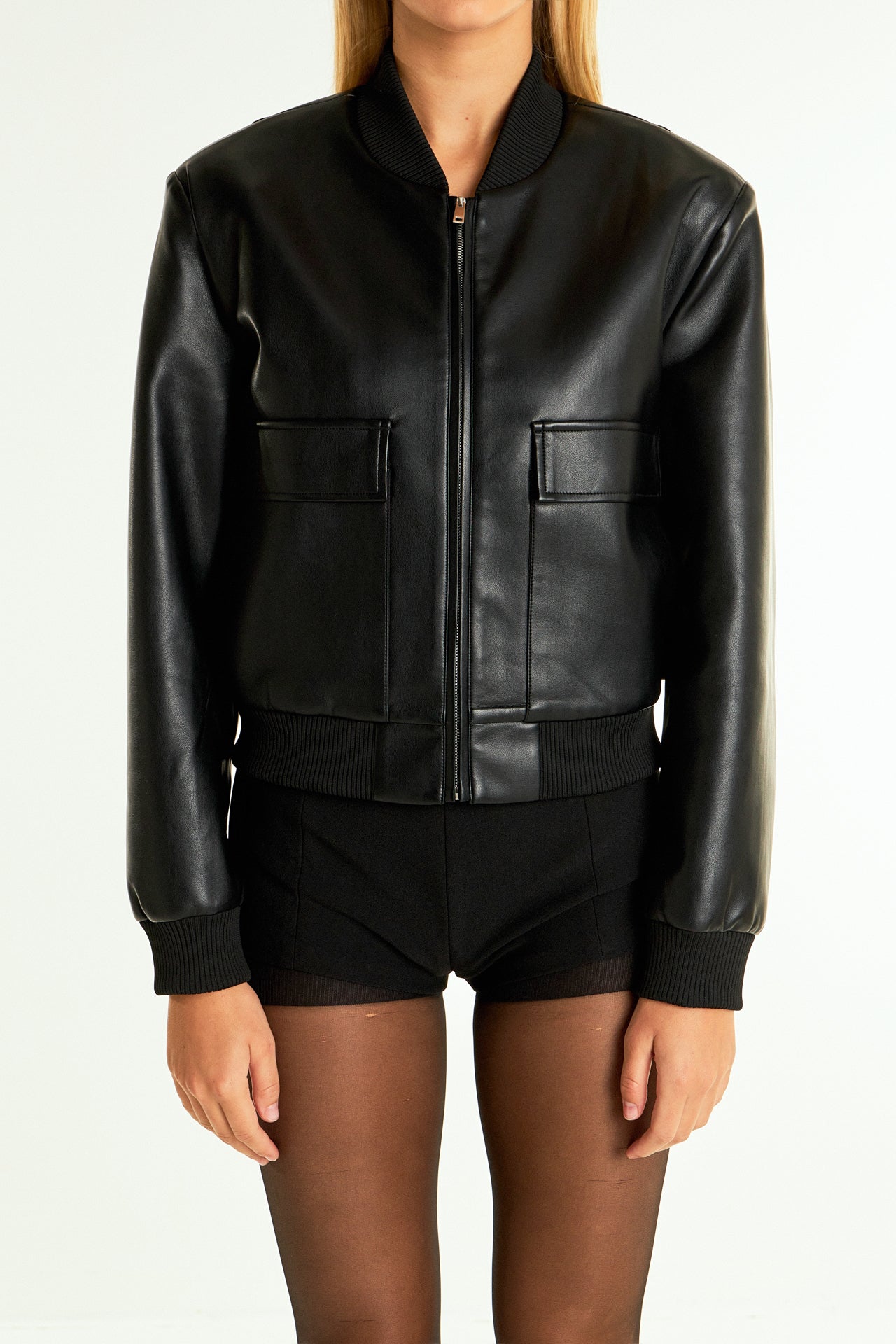 ENDLESS ROSE - Short Pu Bomber Jacket - JACKETS available at Objectrare
