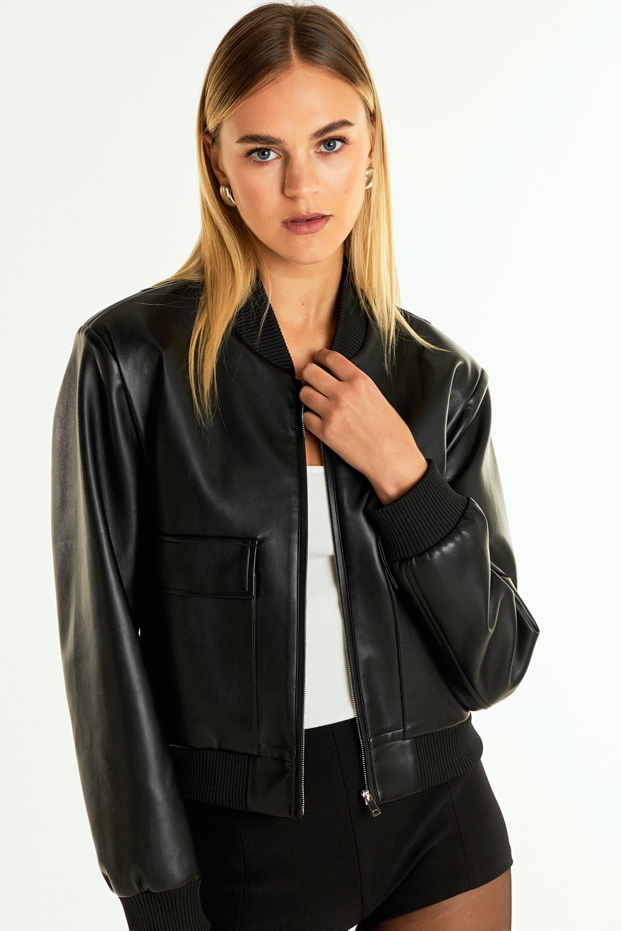 ENDLESS ROSE - Short Pu Bomber Jacket - JACKETS available at Objectrare