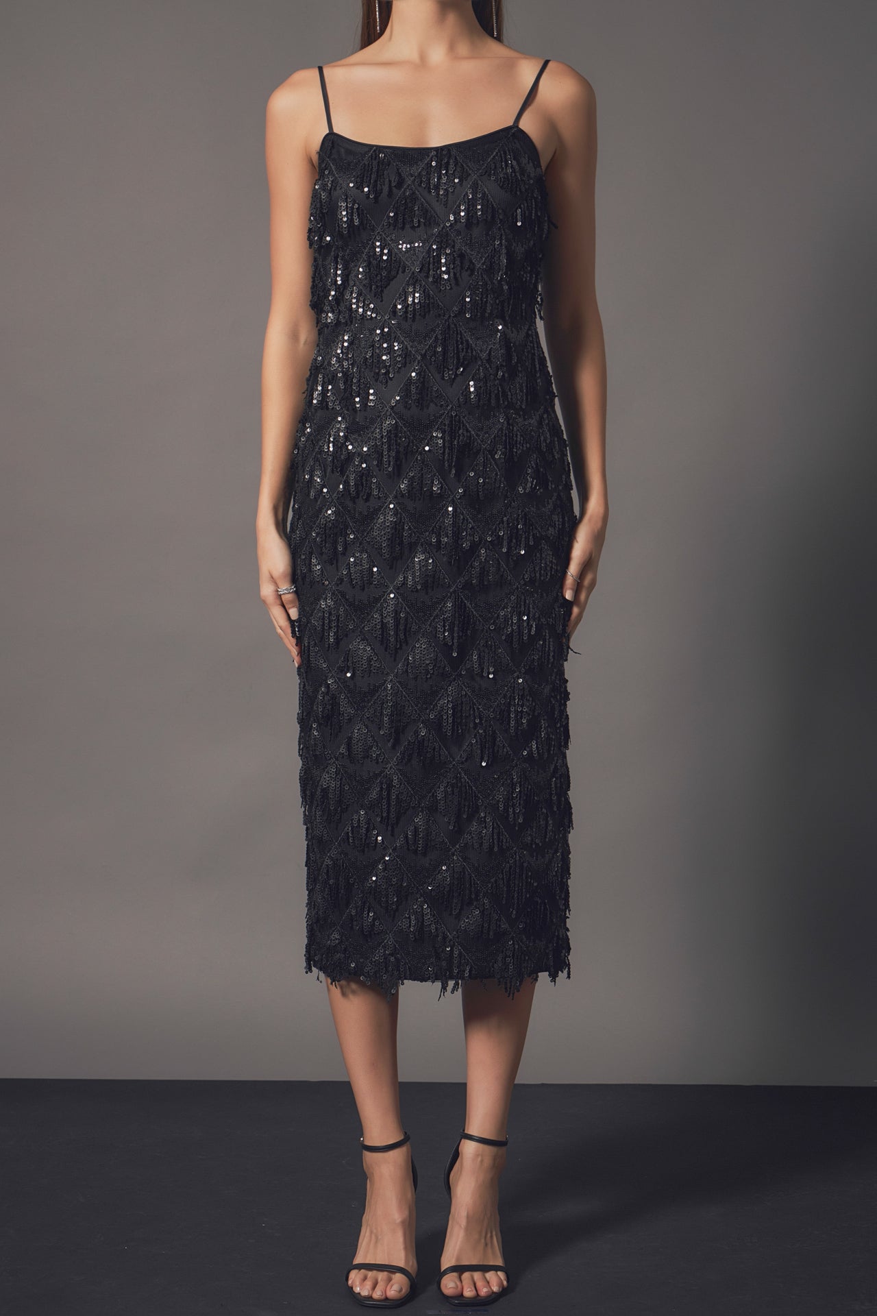 ENDLESS ROSE - Diagonal Sequins Slip Dress - DRESSES available at Objectrare