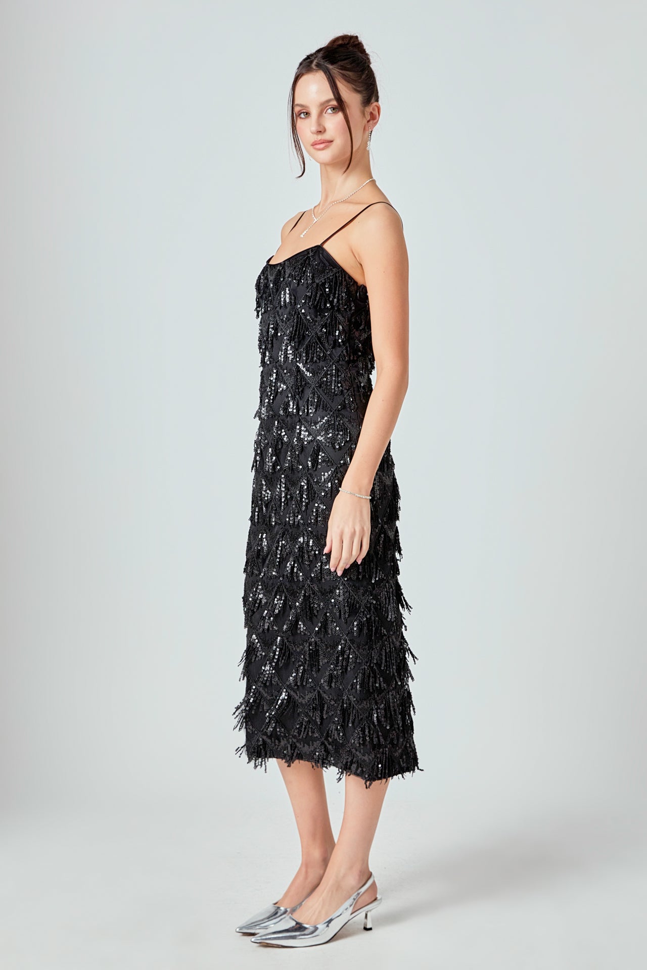 ENDLESS ROSE - Diagonal Sequins Slip Dress - DRESSES available at Objectrare