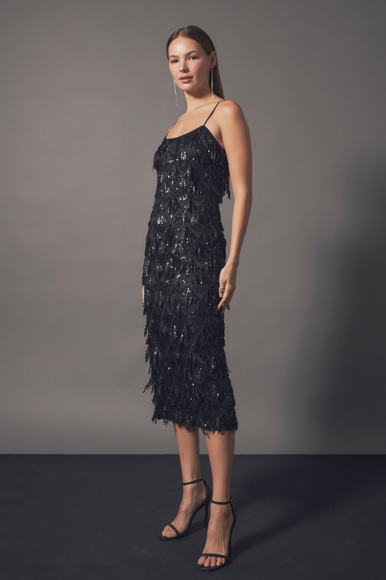ENDLESS ROSE - Diagonal Sequins Slip Dress - DRESSES available at Objectrare
