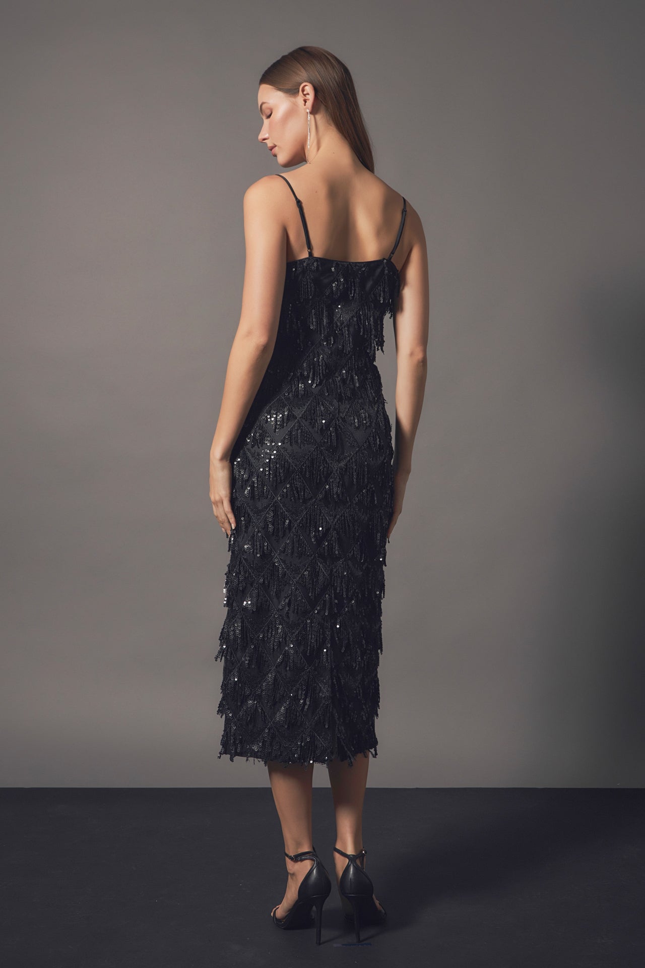ENDLESS ROSE - Diagonal Sequins Slip Dress - DRESSES available at Objectrare