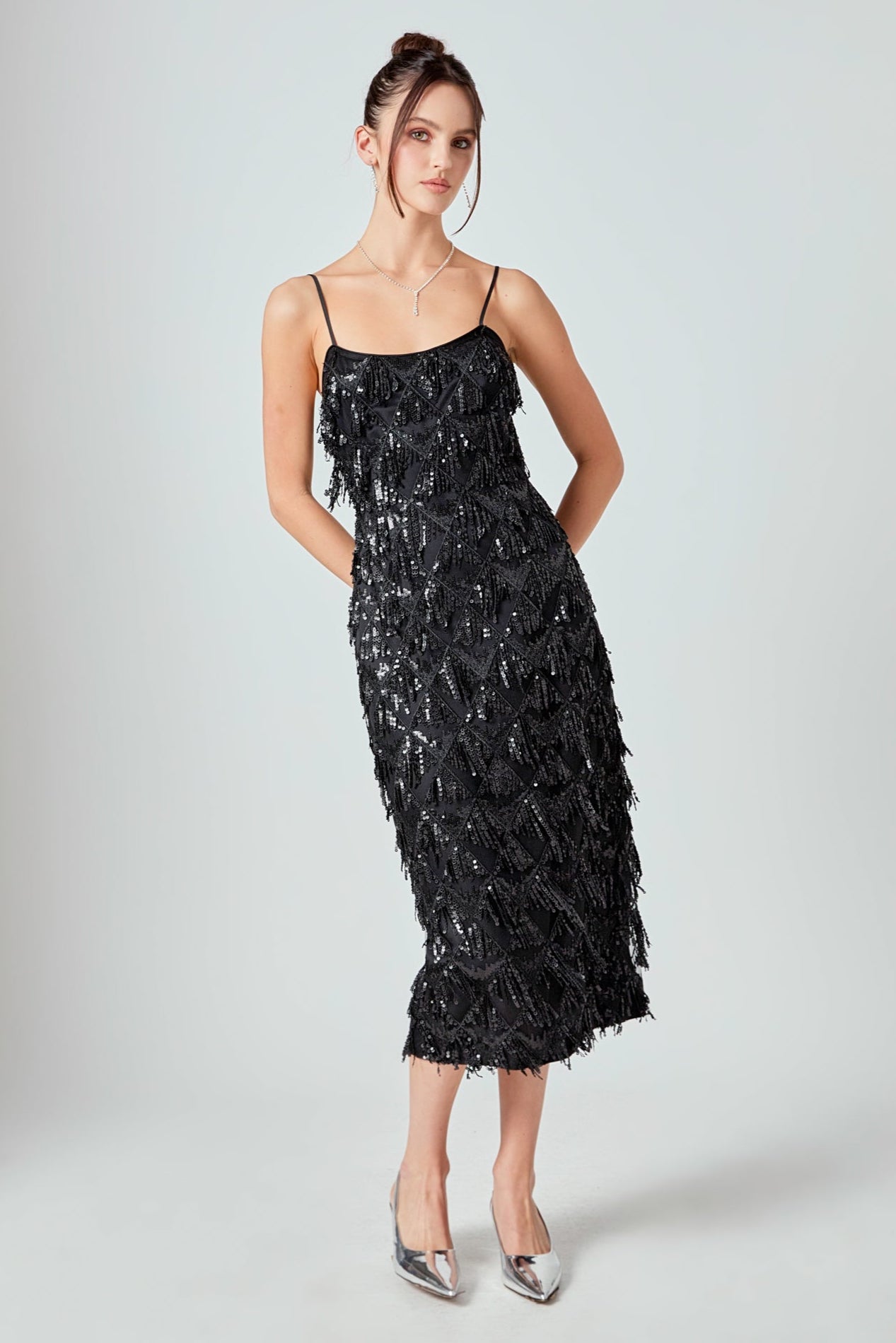 ENDLESS ROSE - Diagonal Sequins Slip Dress - DRESSES available at Objectrare