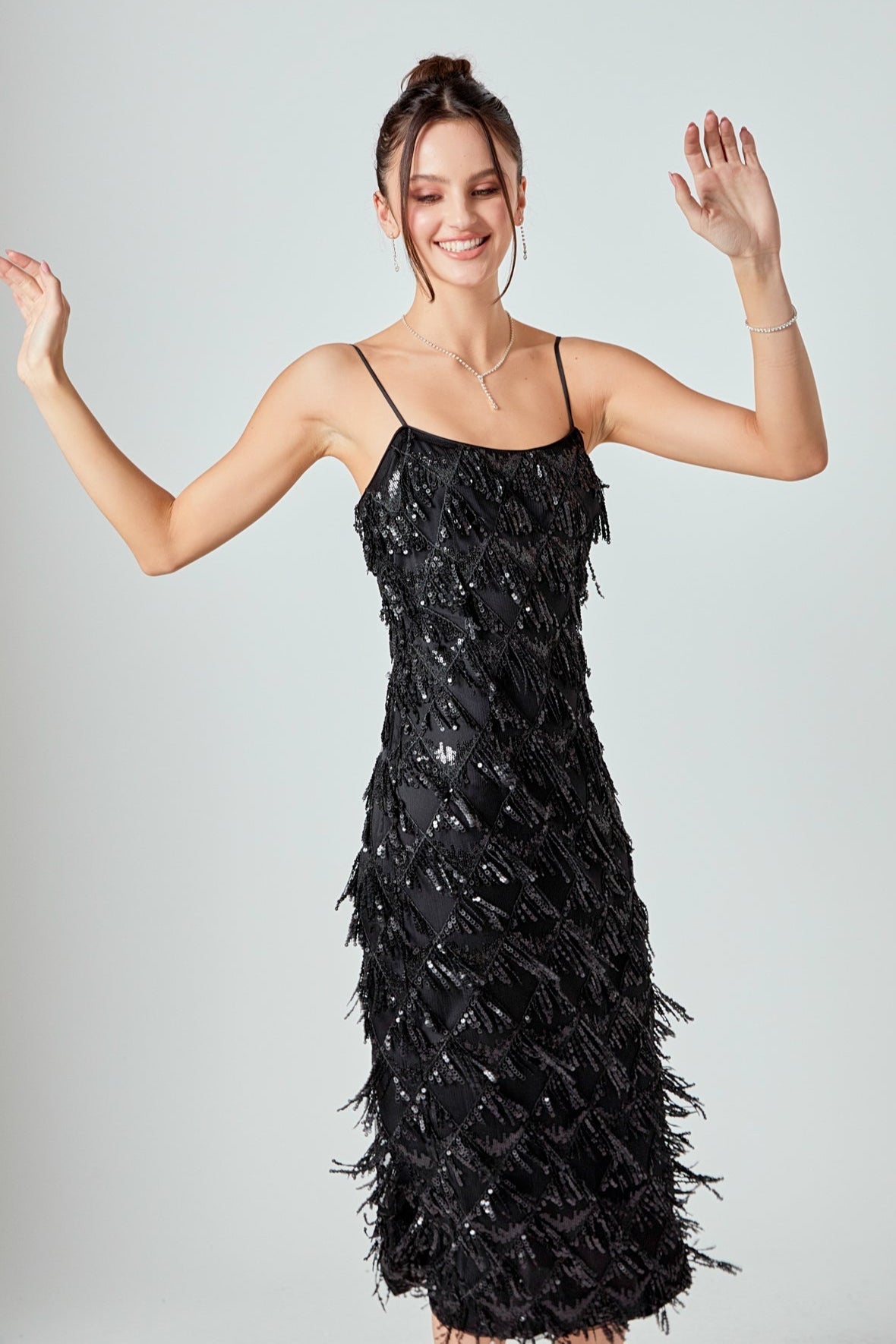 ENDLESS ROSE - Diagonal Sequins Slip Dress - DRESSES available at Objectrare