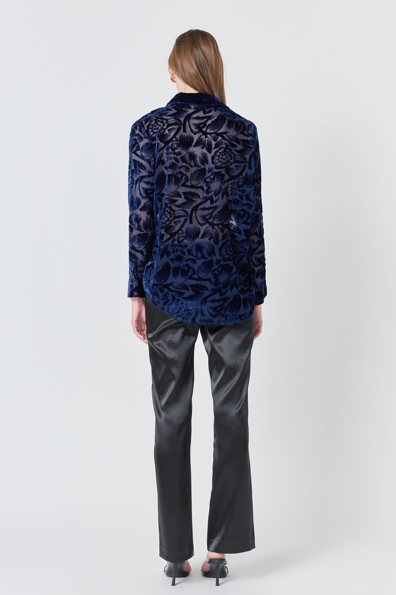 ENDLESS ROSE - Velvet Burnout Collared Top - TOPS available at Objectrare