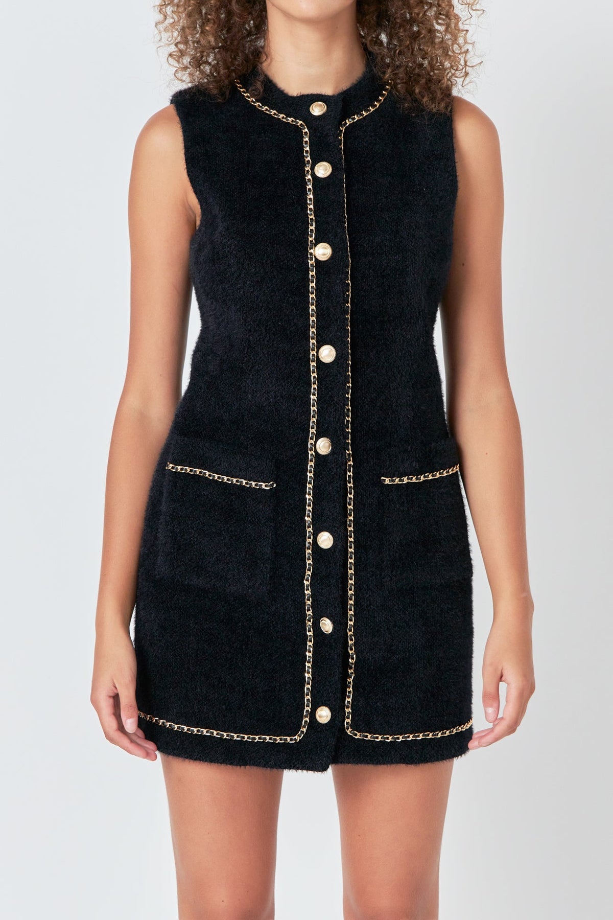 ENDLESS ROSE - Chain Trimmed Mini Dress - DRESSES available at Objectrare