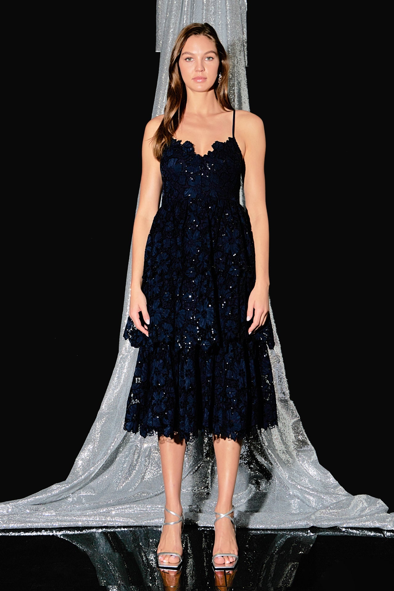 Sequins Lace Tiered Dress Sequins Lace Tiered Dress