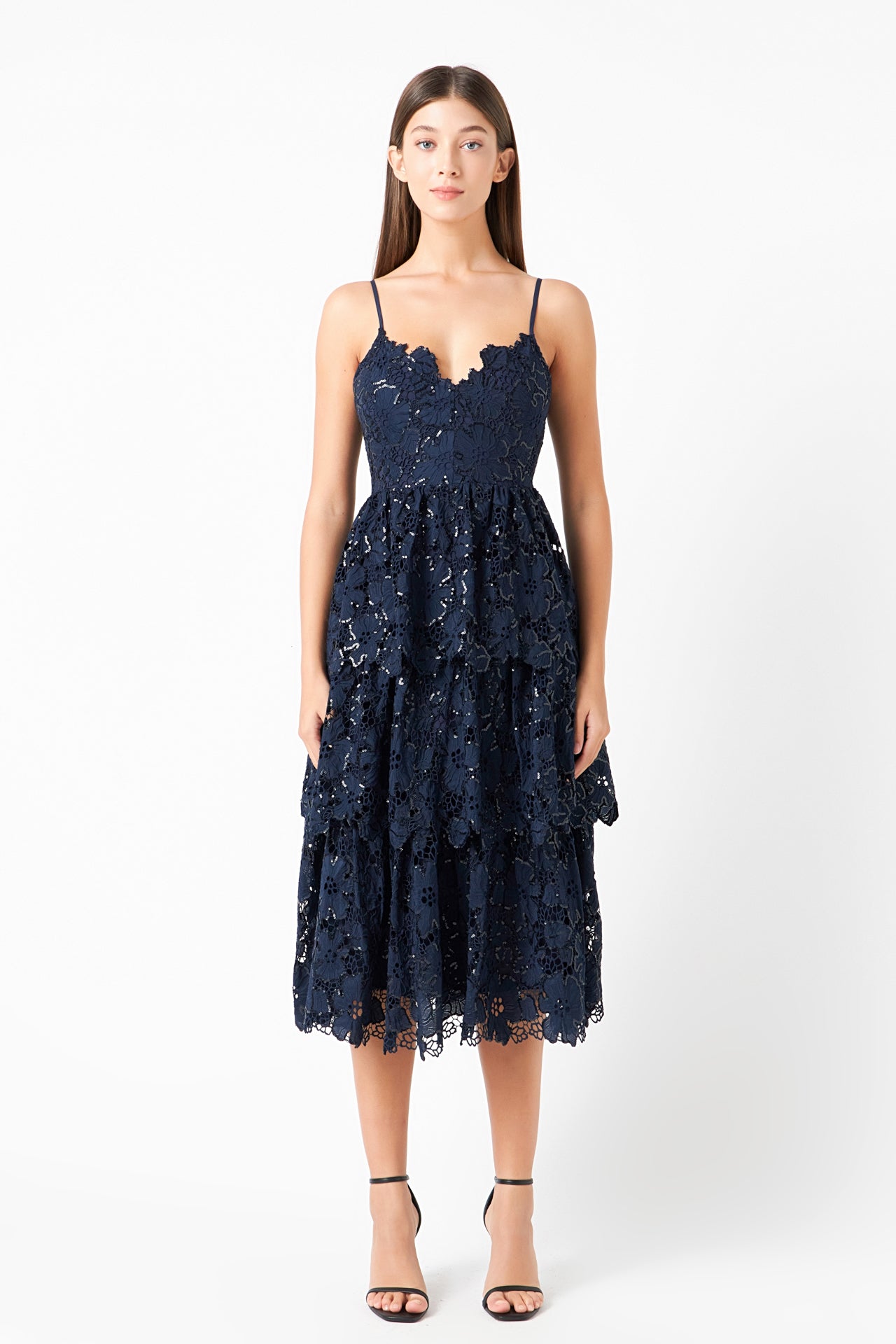 ENDLESS ROSE - Sequins Lace Tiered Dress - DRESSES available at Objectrare