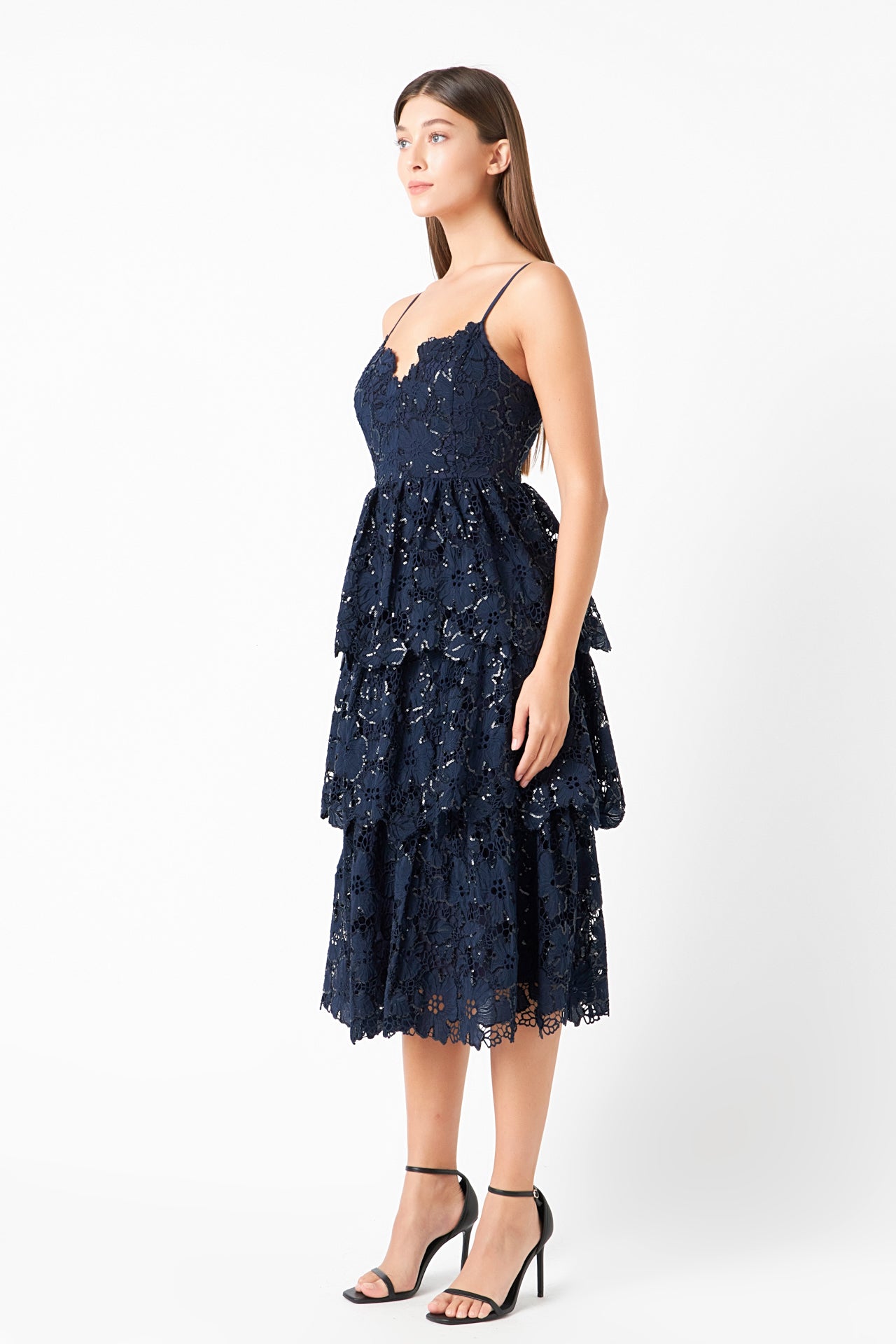 ENDLESS ROSE - Sequins Lace Tiered Dress - DRESSES available at Objectrare