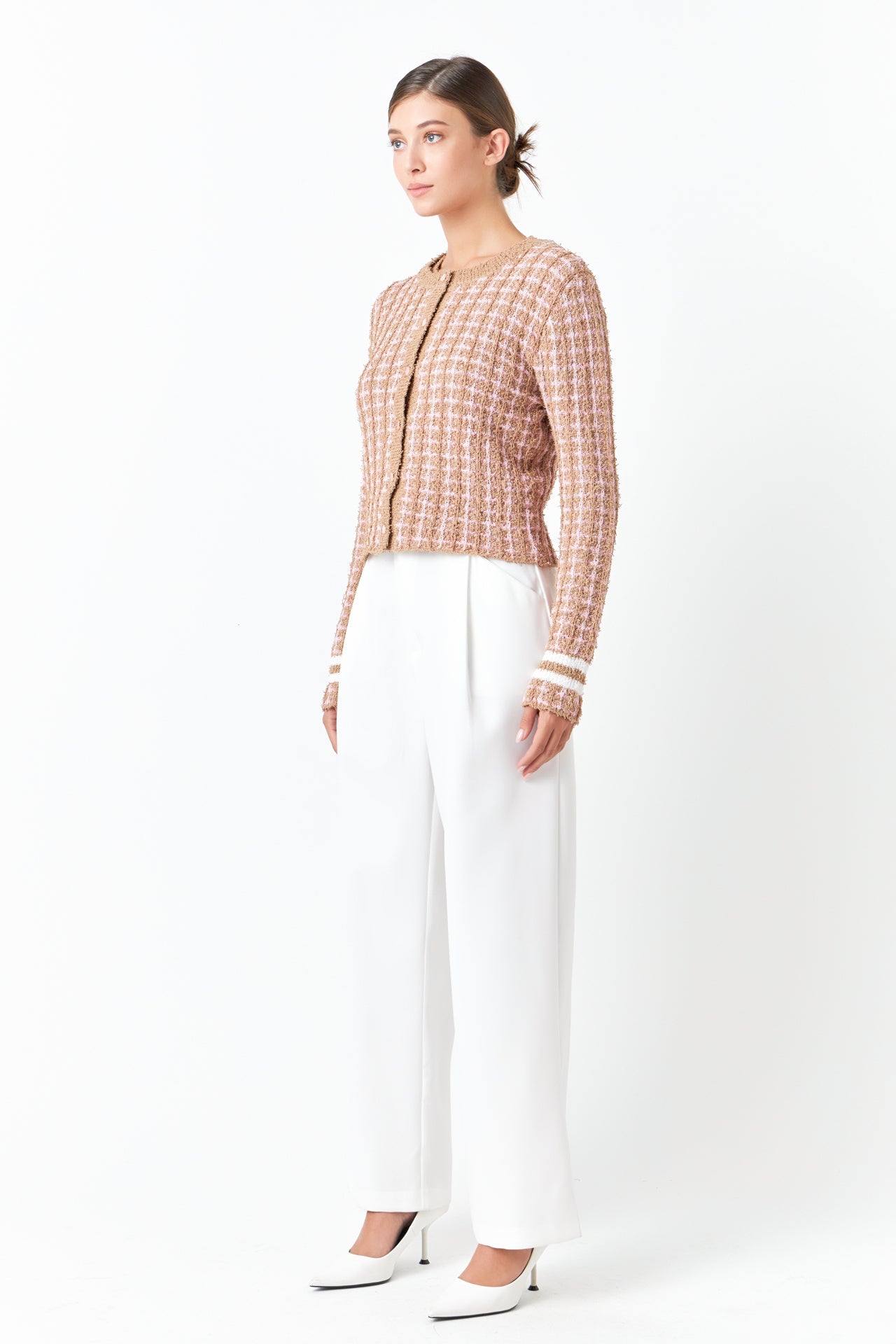ENDLESS ROSE - Check Sweater Cardigan - SWEATERS & KNITS available at Objectrare