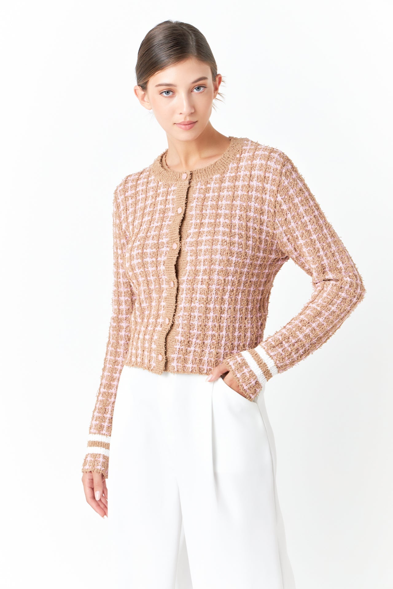 ENDLESS ROSE - Check Sweater Cardigan - SWEATERS & KNITS available at Objectrare