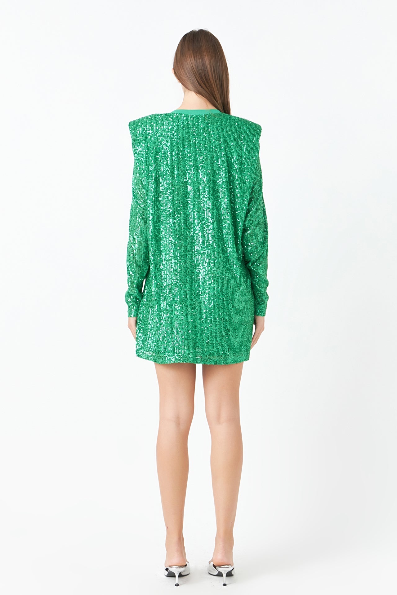 ENDLESS ROSE - Sequins Long Sleeve Shift Mini Dress - DRESSES available at Objectrare