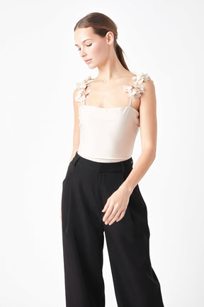 ENDLESS ROSE - Rosette Shoulder Fitted Top - TOPS available at Objectrare