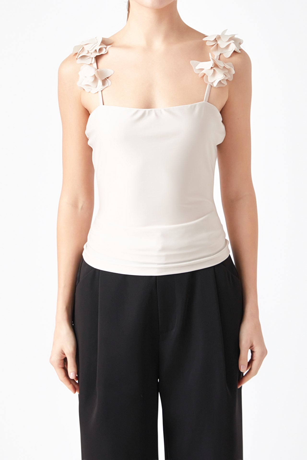 ENDLESS ROSE - Rosette Shoulder Fitted Top - TOPS available at Objectrare