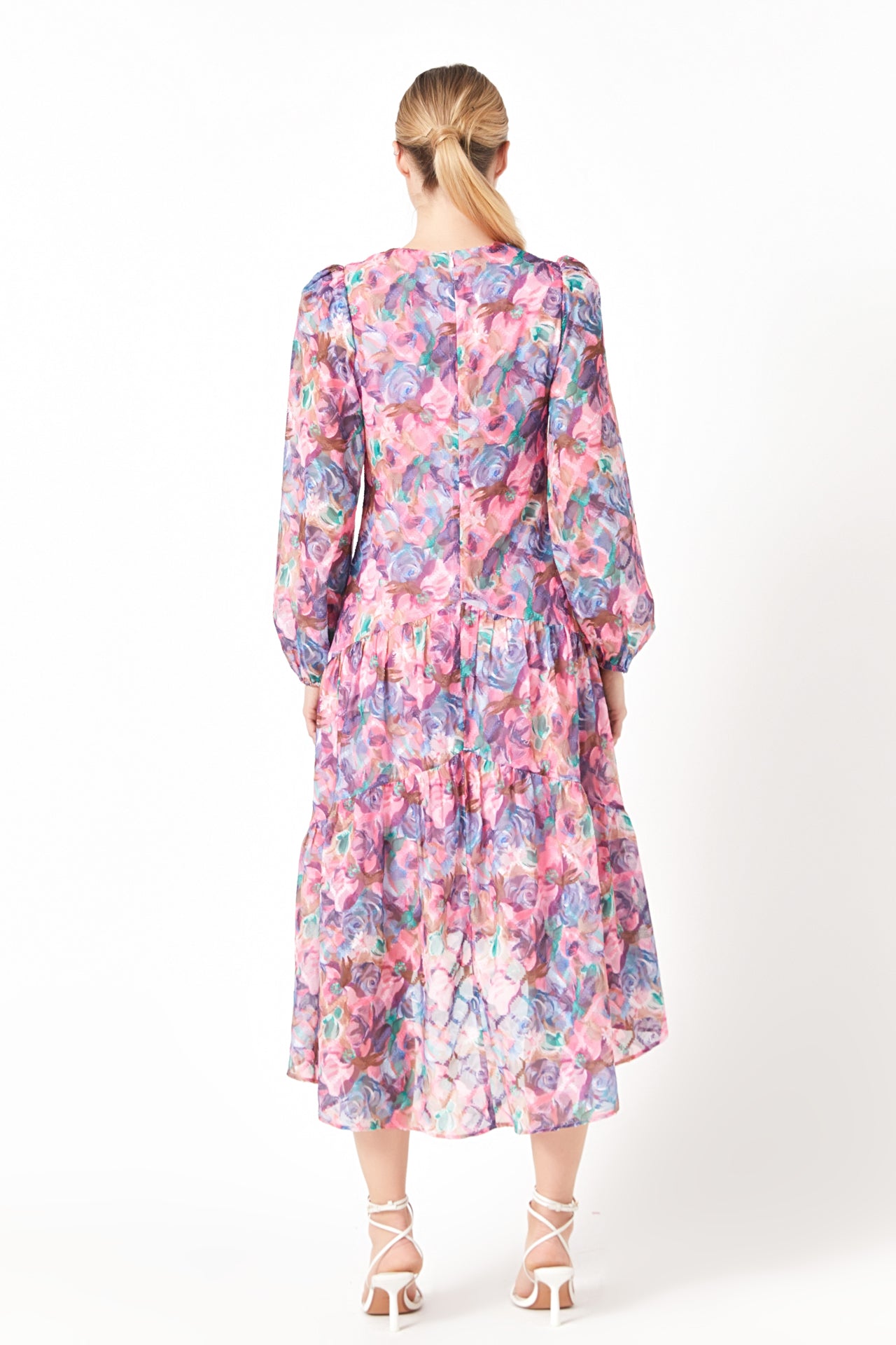 ENDLESS ROSE - Buttoned Floral High Low Dress - DRESSES available at Objectrare