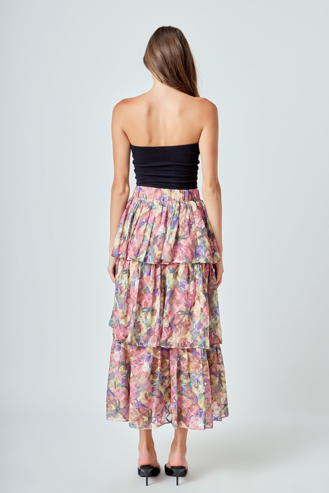 ENDLESS ROSE - Floral Tiered Maxi Skirt - SKIRTS available at Objectrare