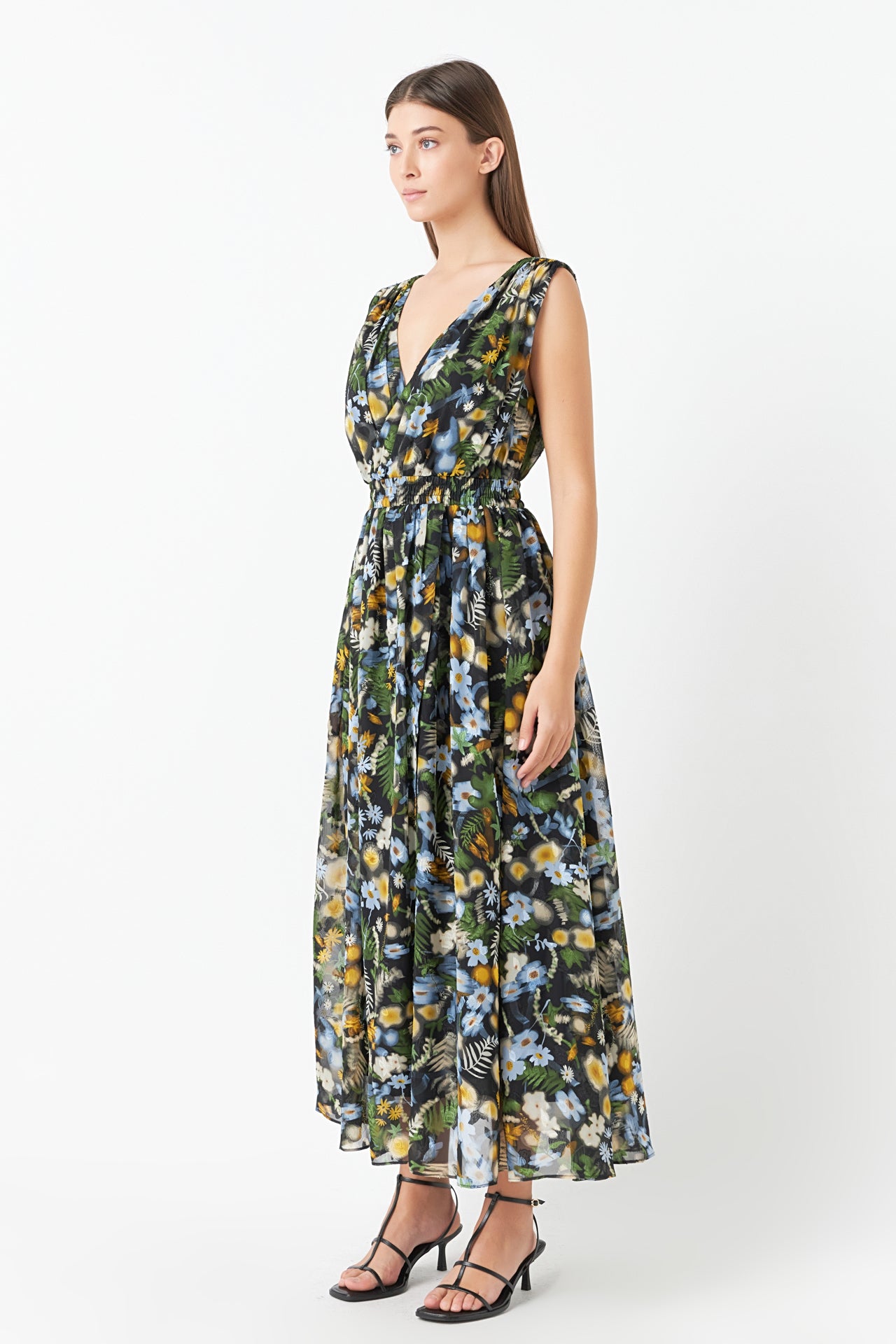 ENDLESS ROSE - Low Neck Floral Maxi Dress - DRESSES available at Objectrare