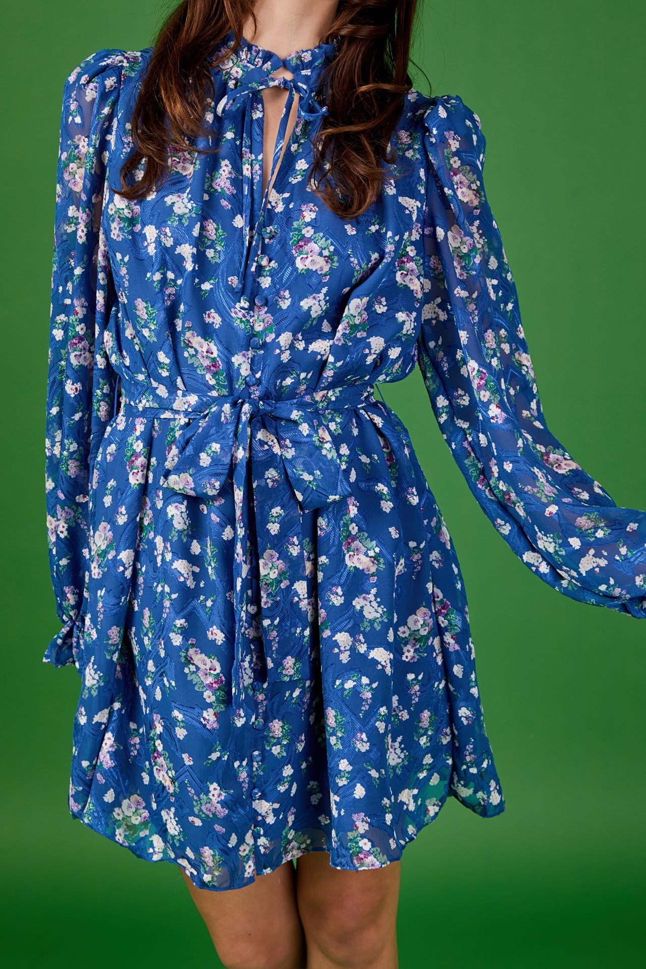 ENDLESS ROSE - Floral Chiffon Belted Mini Dress - DRESSES available at Objectrare