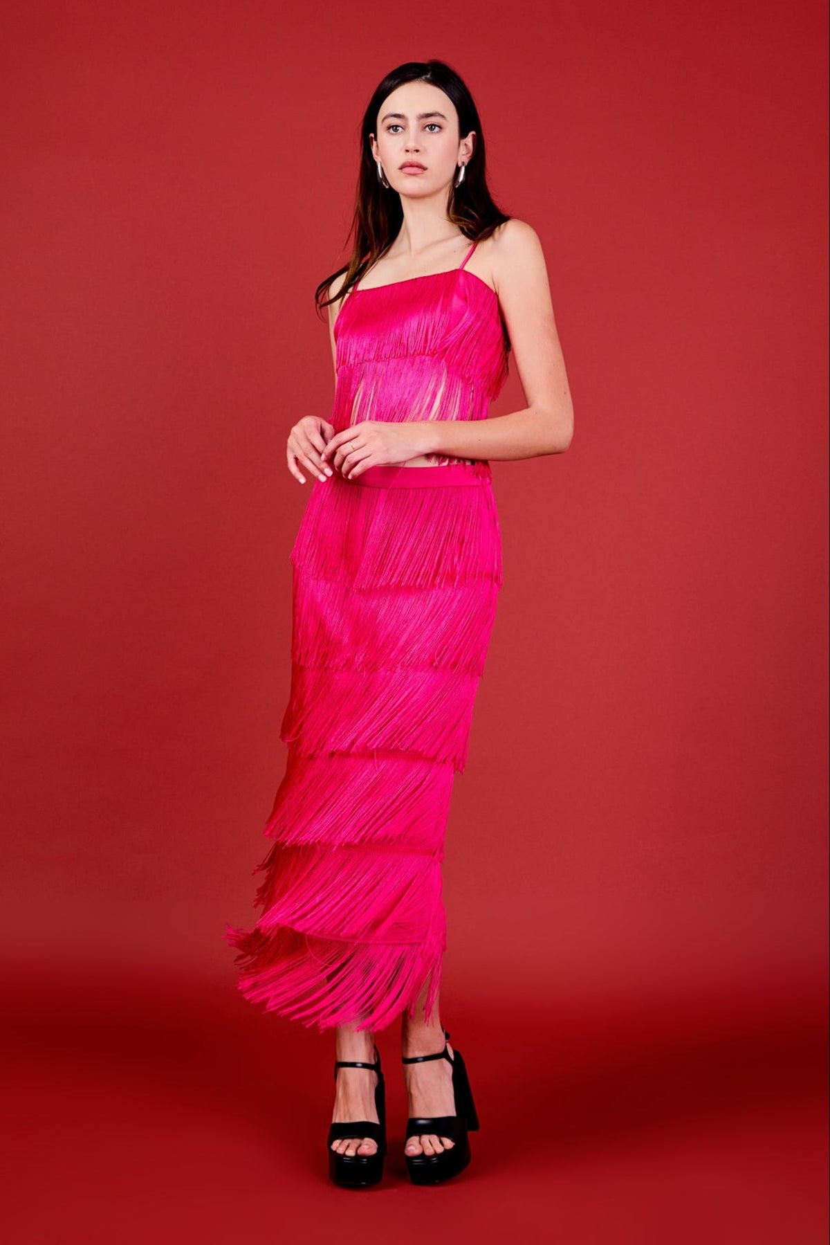 ENDLESS ROSE - Fringe Tiered Maxi Skirt - SKIRTS available at Objectrare