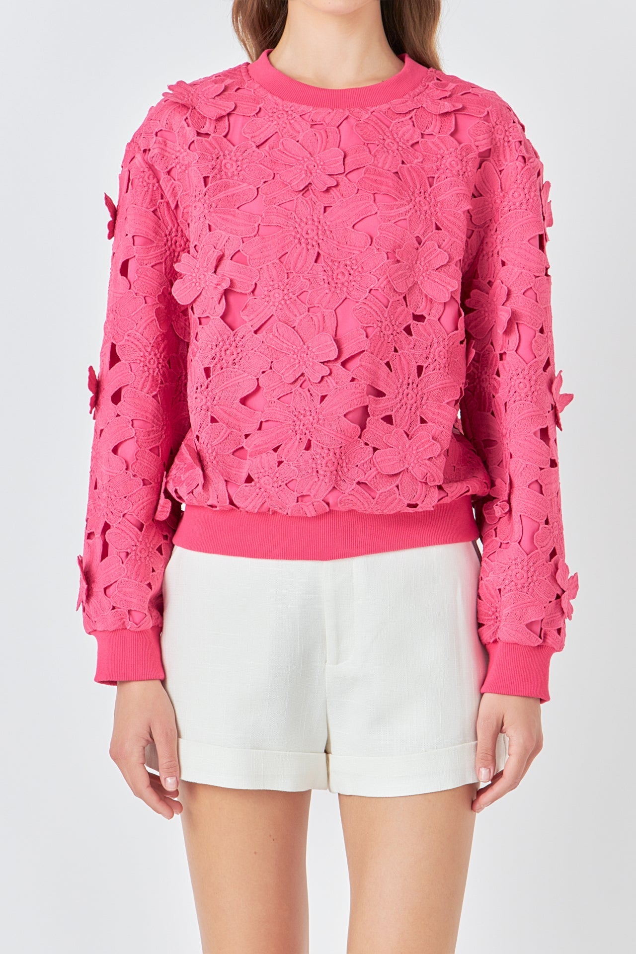 ENDLESS ROSE - Floral Lace Sweater - HOODIES & SWEATSHIRTS available at Objectrare