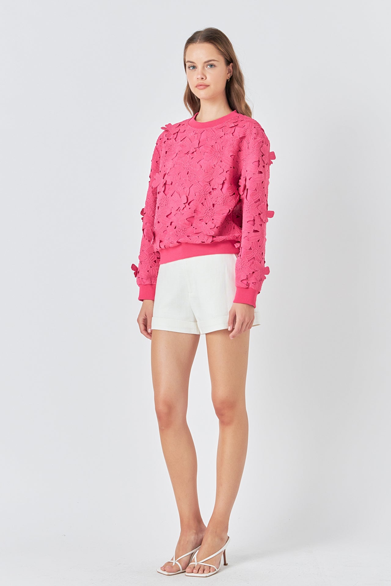 ENDLESS ROSE - Floral Lace Sweater - HOODIES & SWEATSHIRTS available at Objectrare