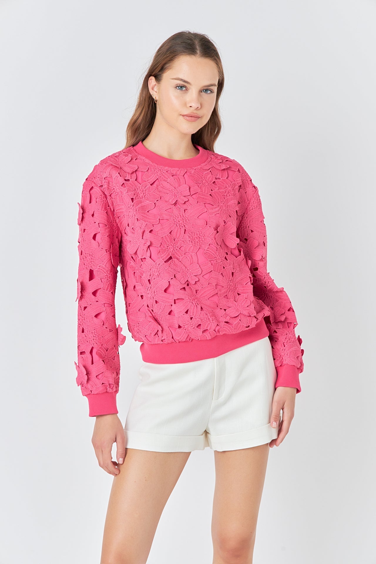ENDLESS ROSE - Floral Lace Sweater - HOODIES & SWEATSHIRTS available at Objectrare