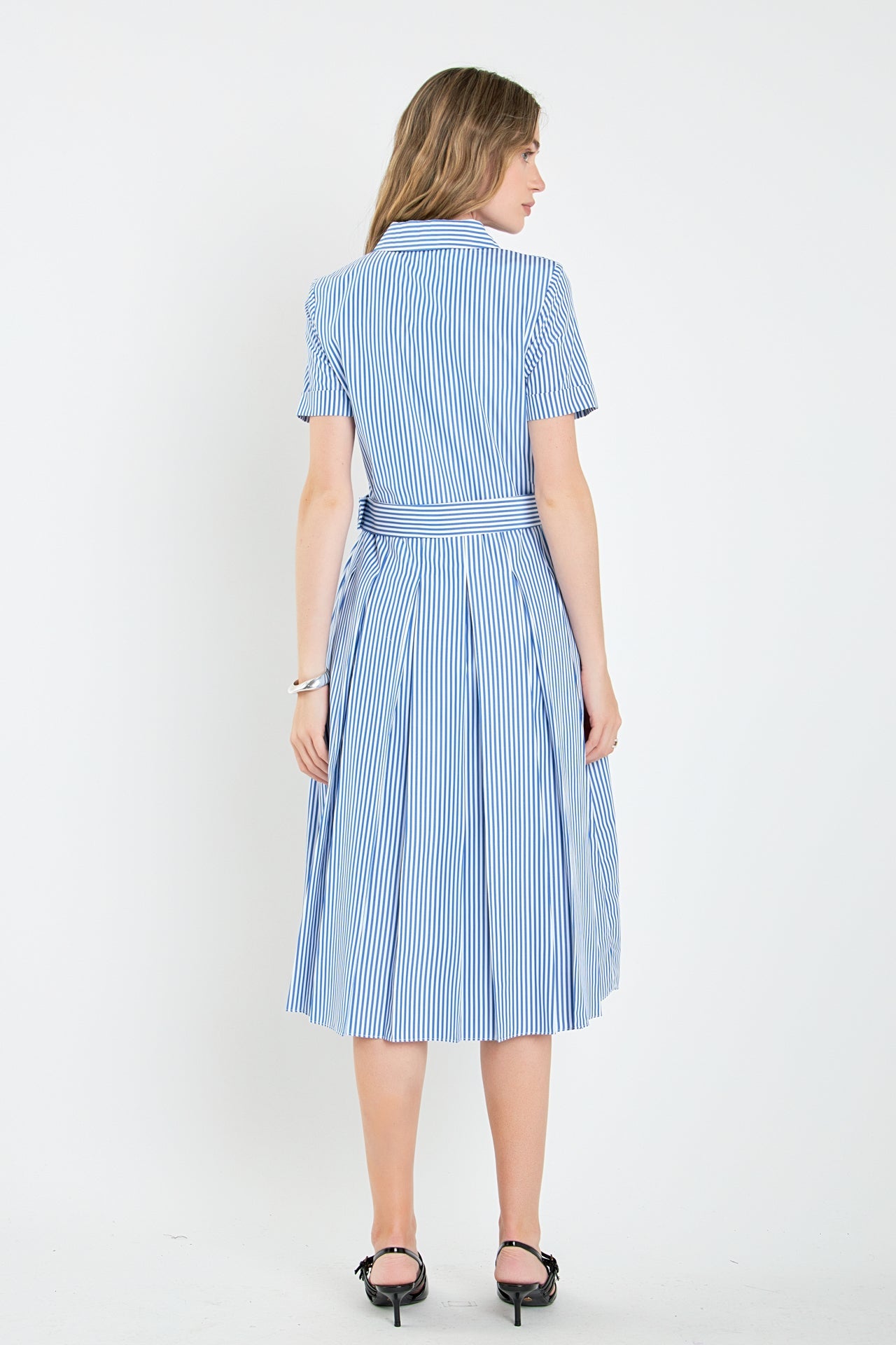ENGLISH FACTORY - Striped Belted Midi Dress - DRESSES available at Objectrare